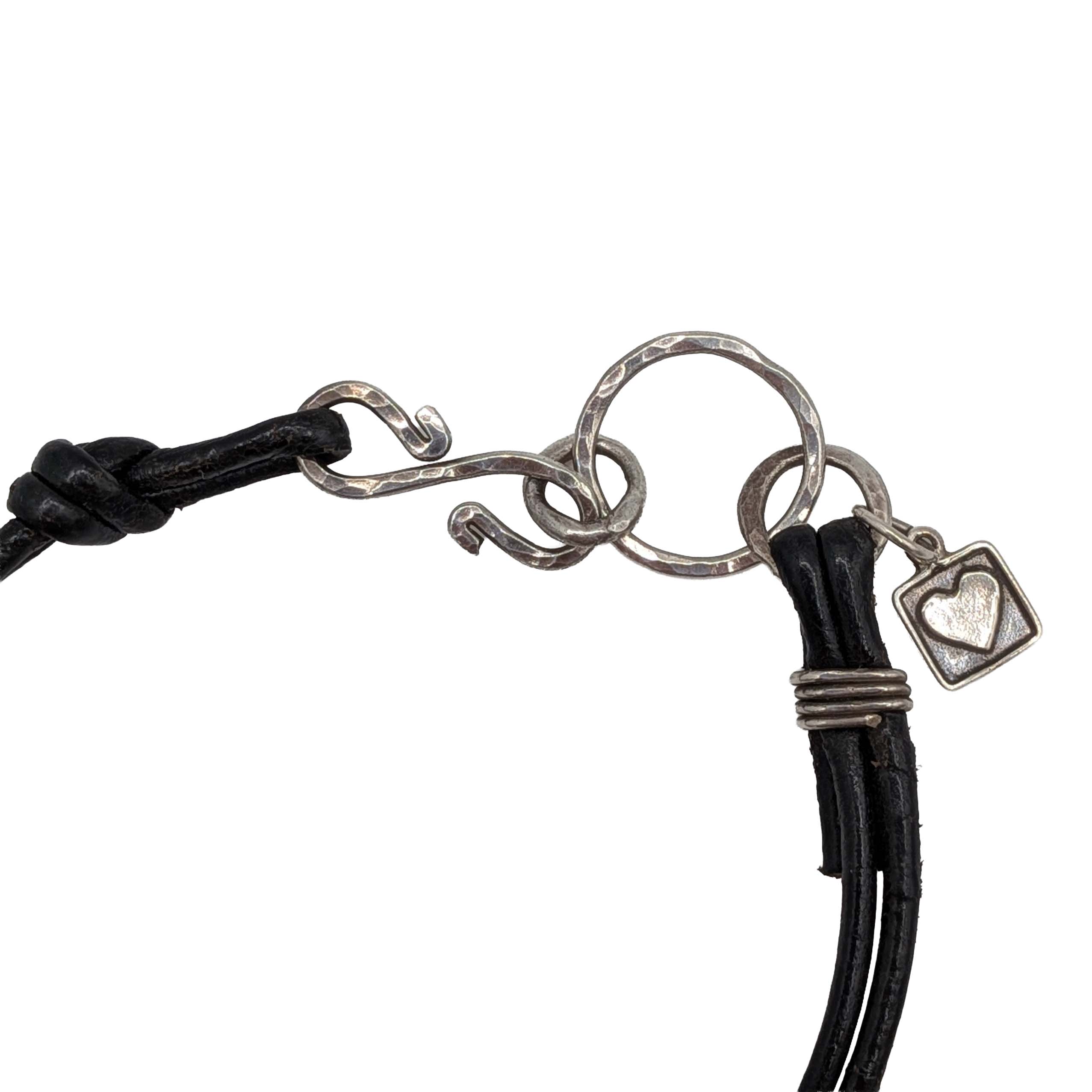 Signed Sterling Silver Leather Cord Bracelet