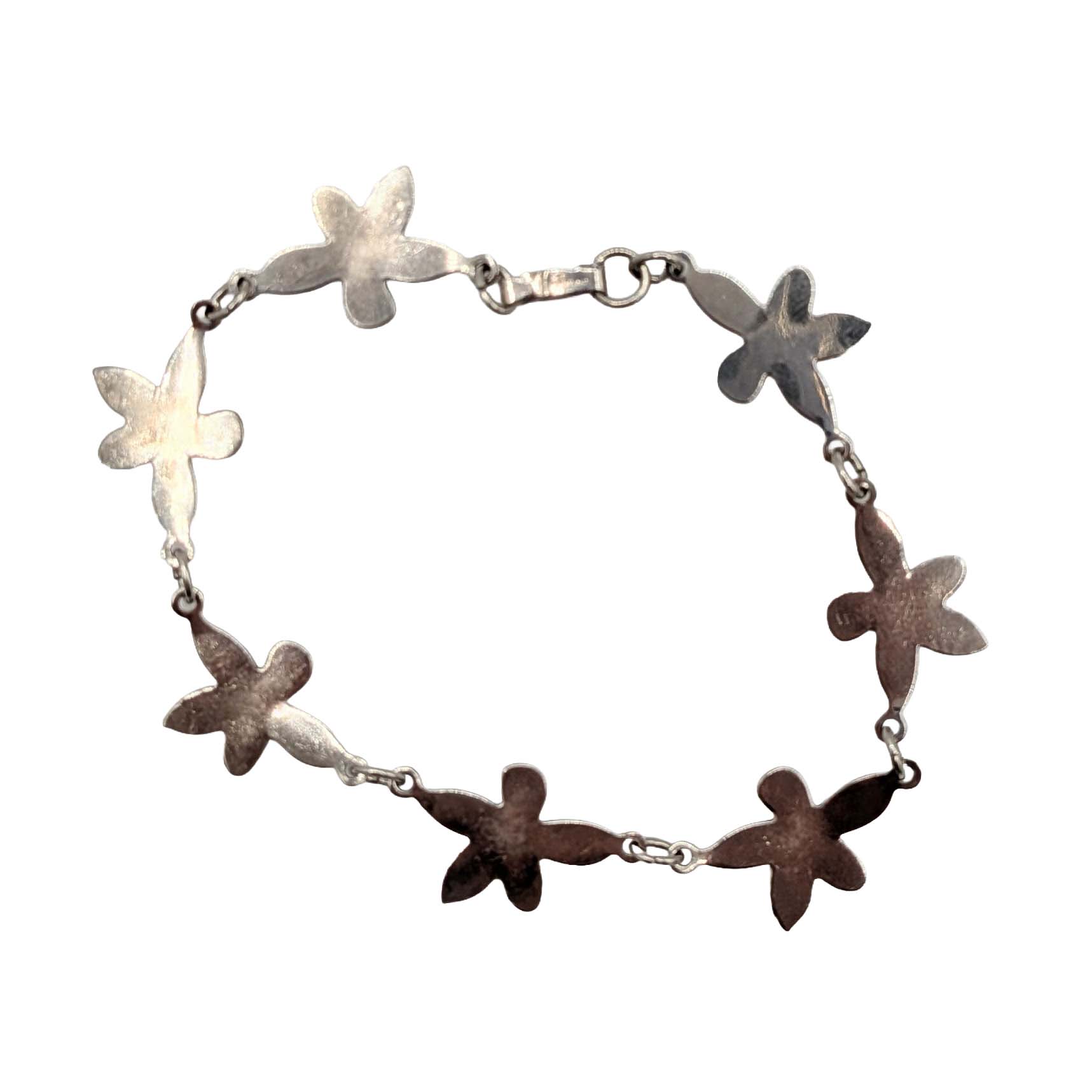 Sterling Silver Flower Link Bracelet