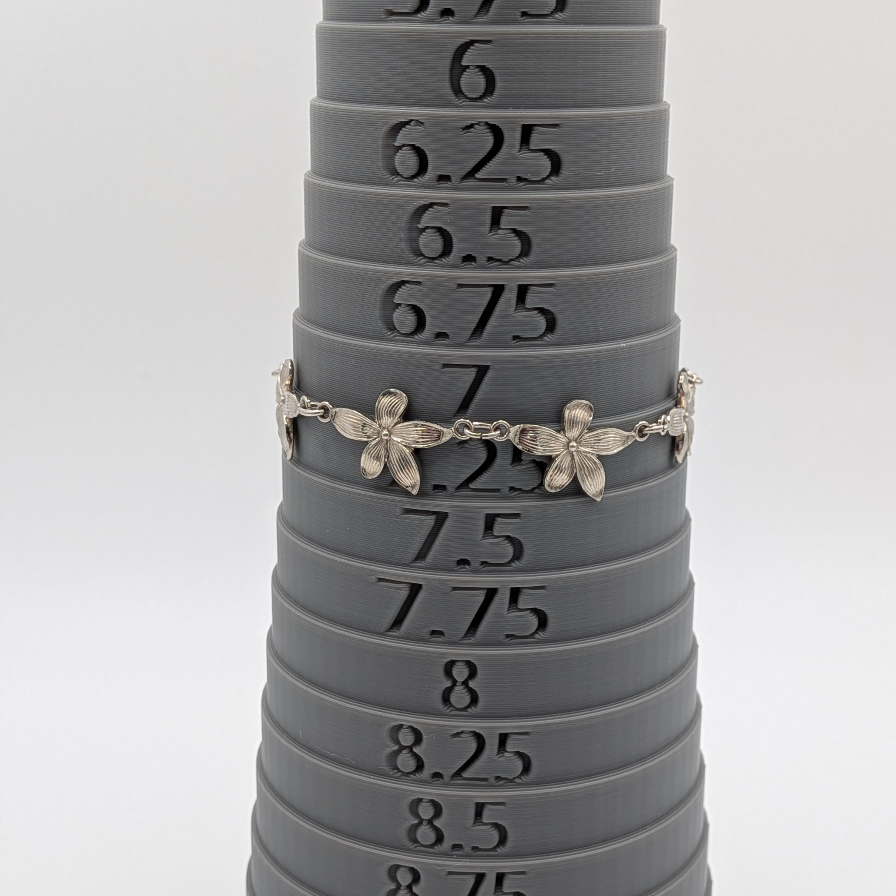 Sterling Silver Flower Link Bracelet