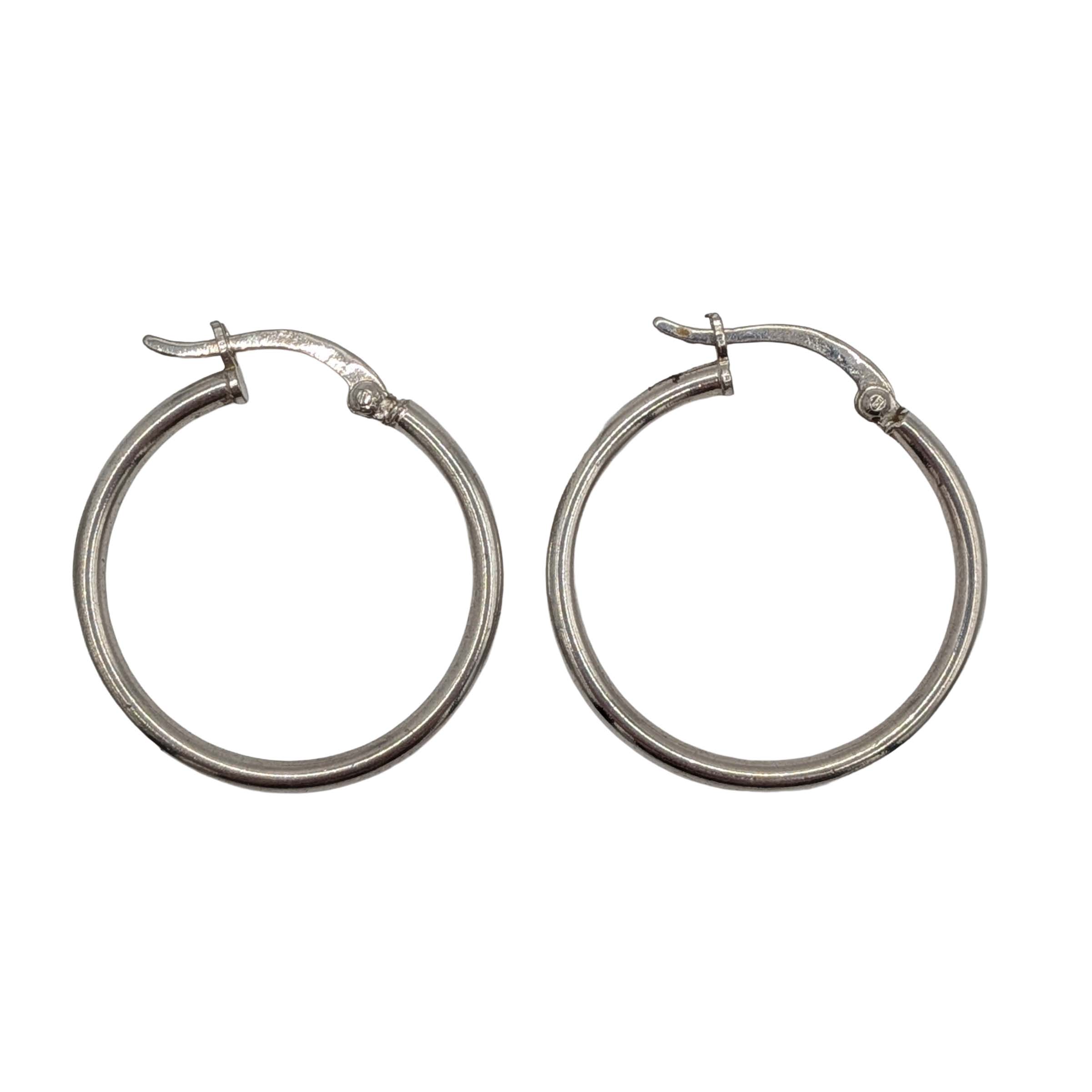 Signed Sterling Silver Medium Hoop Earrings