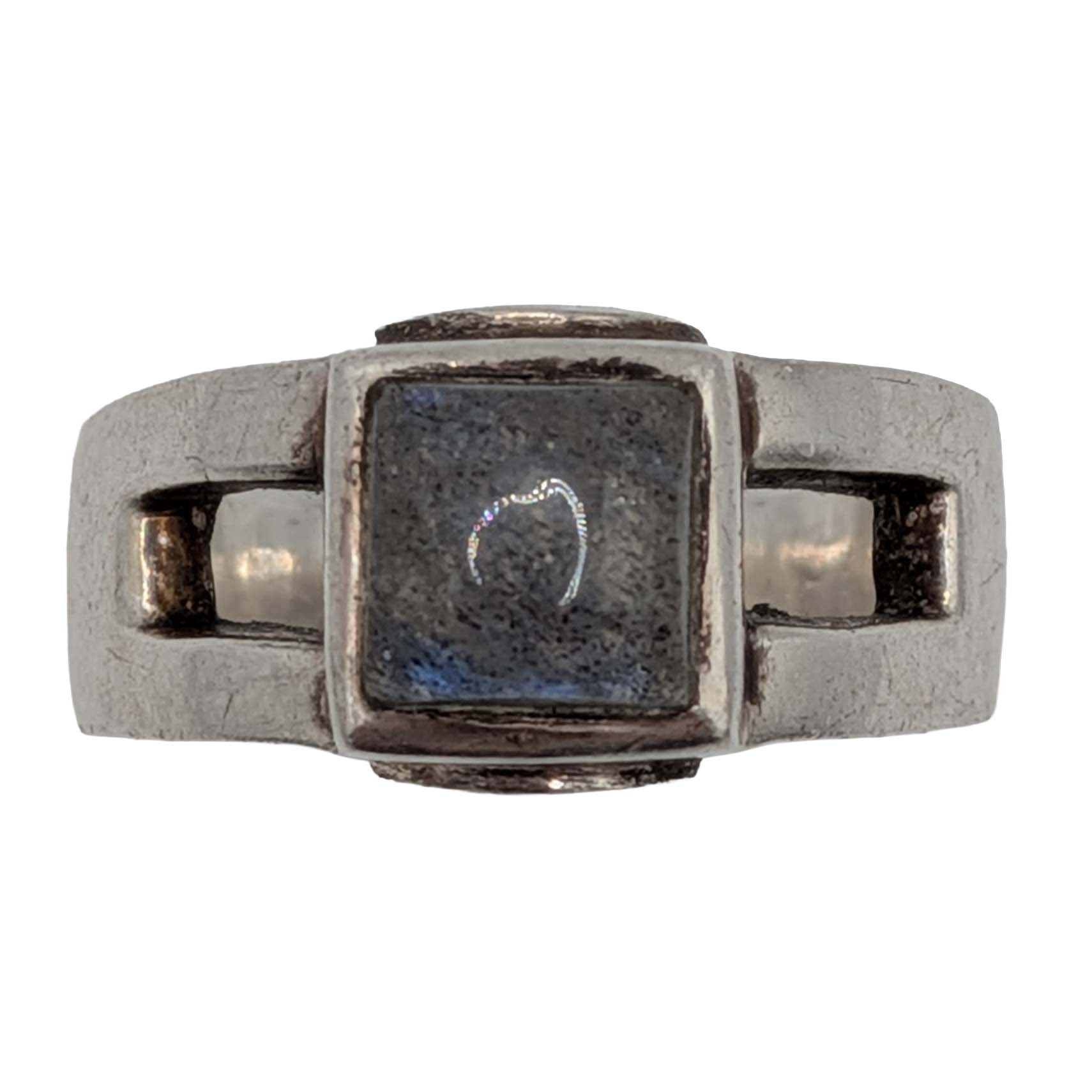 Sterling Silver Moonstone Modernist Ring Size 9