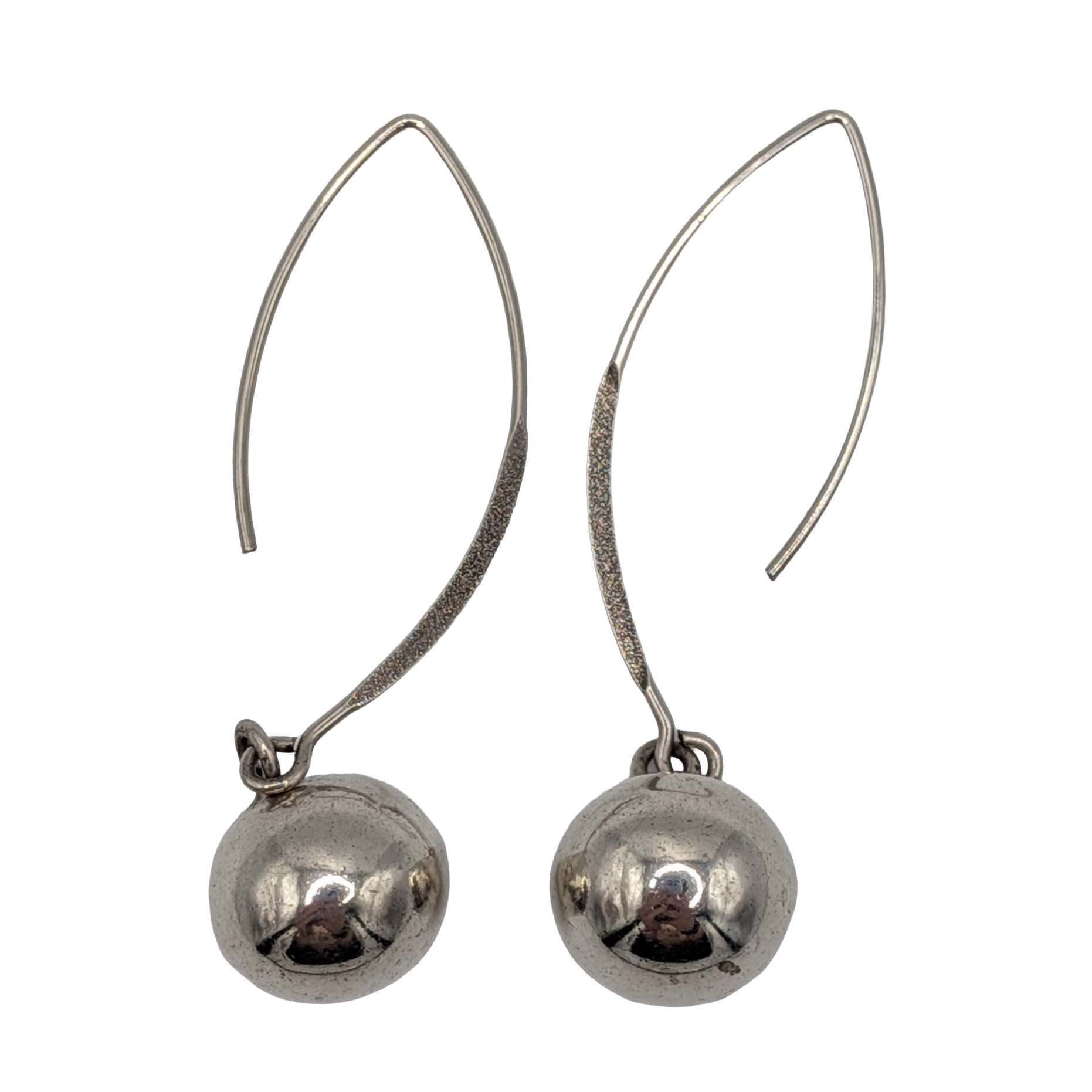 Sterling Silver Modernist Ball Drop Earrings