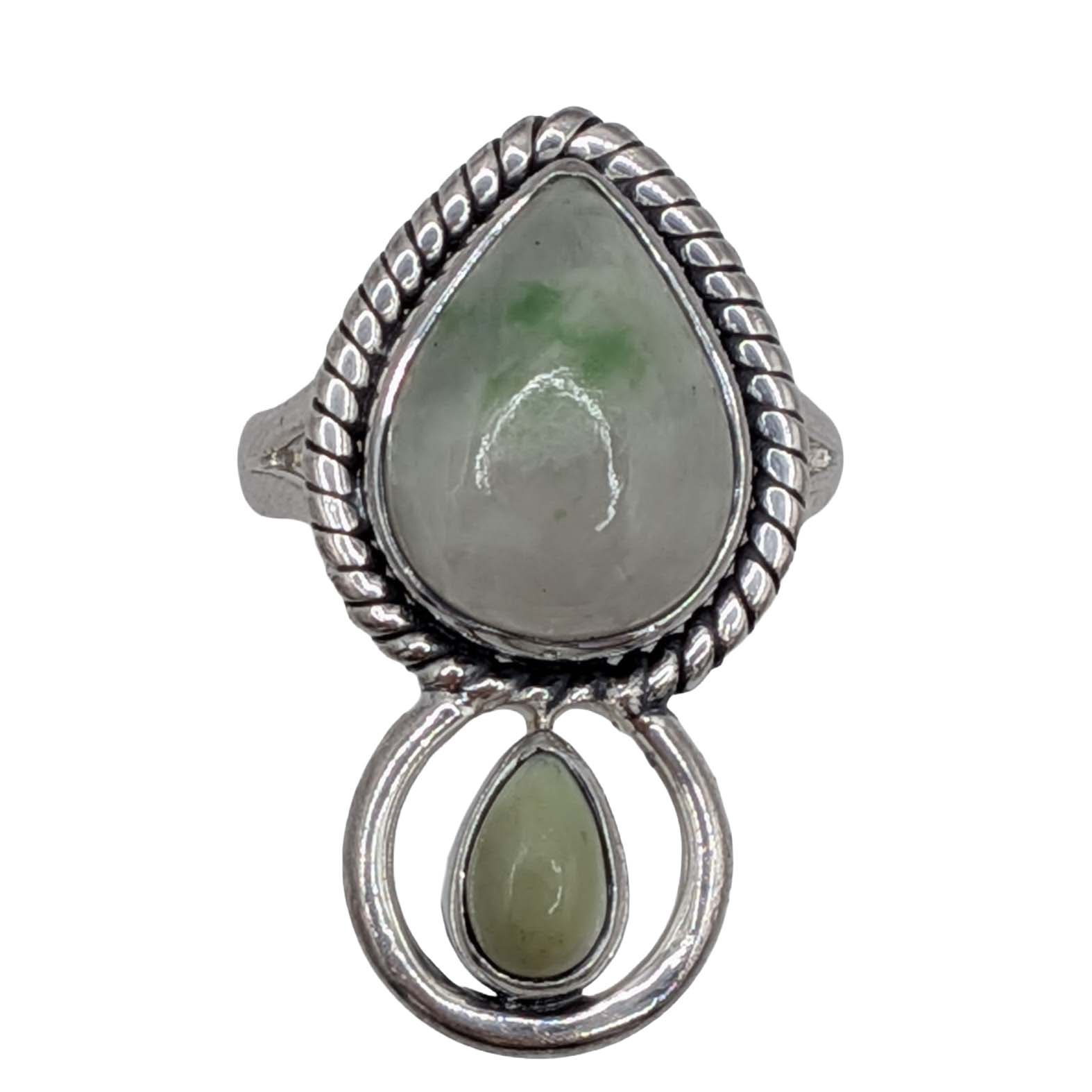 Arya Sterling Silver Jadeite Ring Size 10