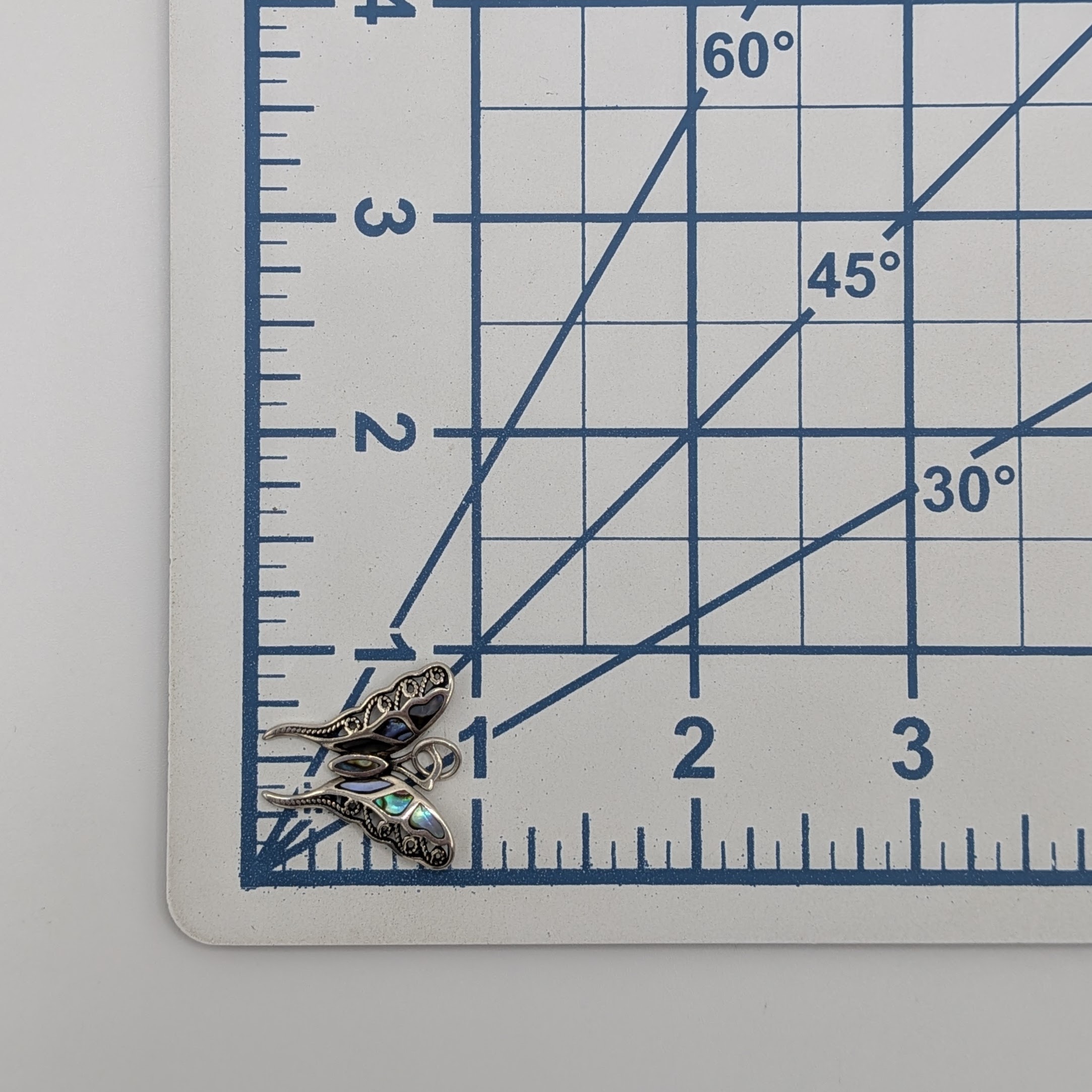 Signed Sterling Silver Abalone Inlay Butterfly Pendant