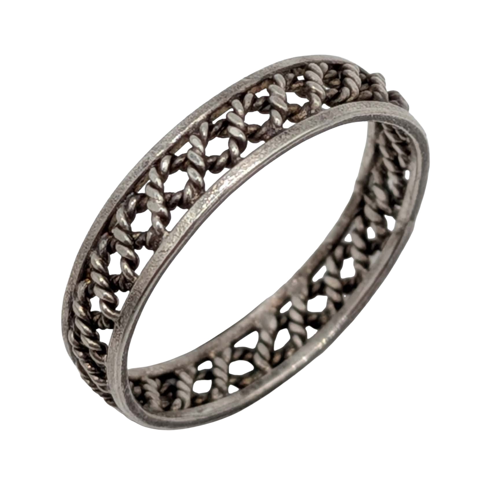 Sterling Silver Open Twisted Rope Band Ring Size 6