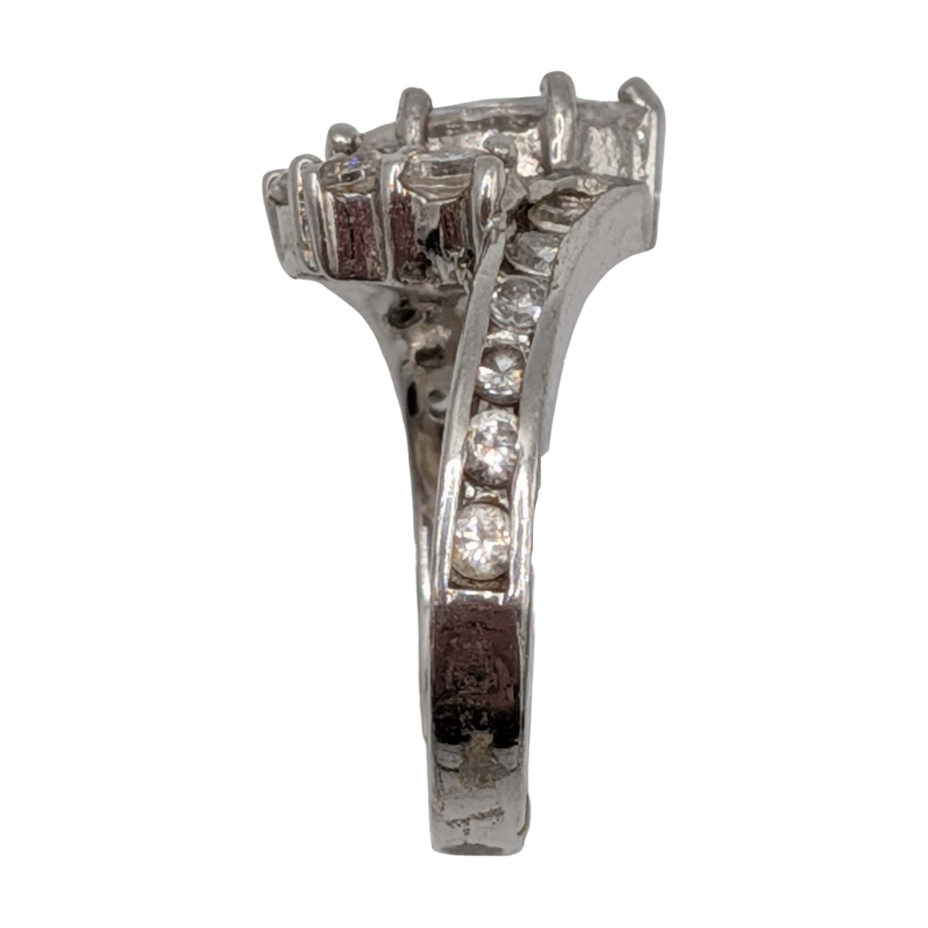 Sterling Silver Rhinestone Marquise Cut Ring Size 6.75