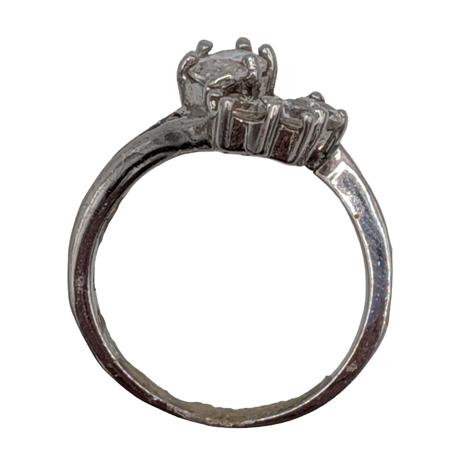 Sterling Silver Rhinestone Marquise Cut Ring Size 6.75