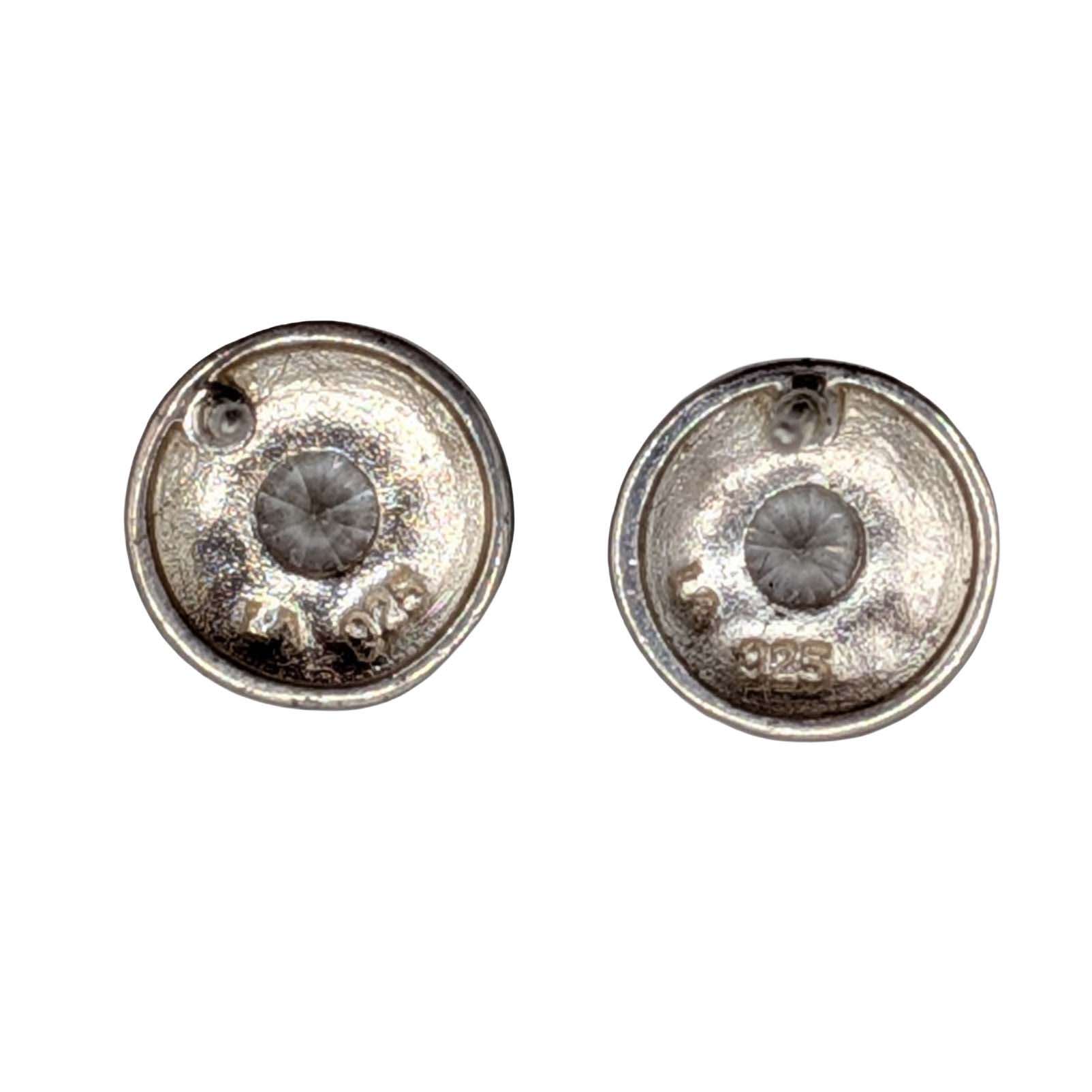 Sterling Silver Rhinestone Marcasite Halo Stud Earrings