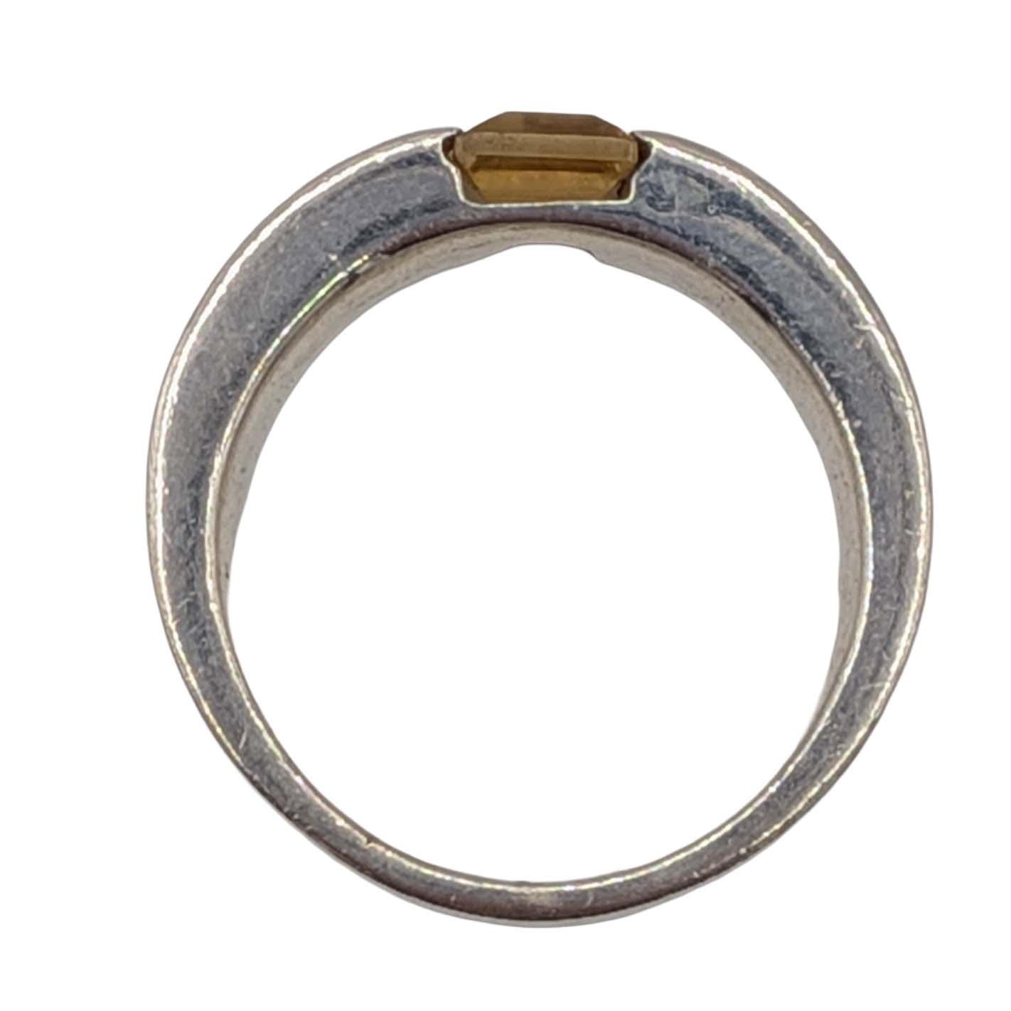 Sterling Silver Citrine Invisible Set Band Ring Size 6