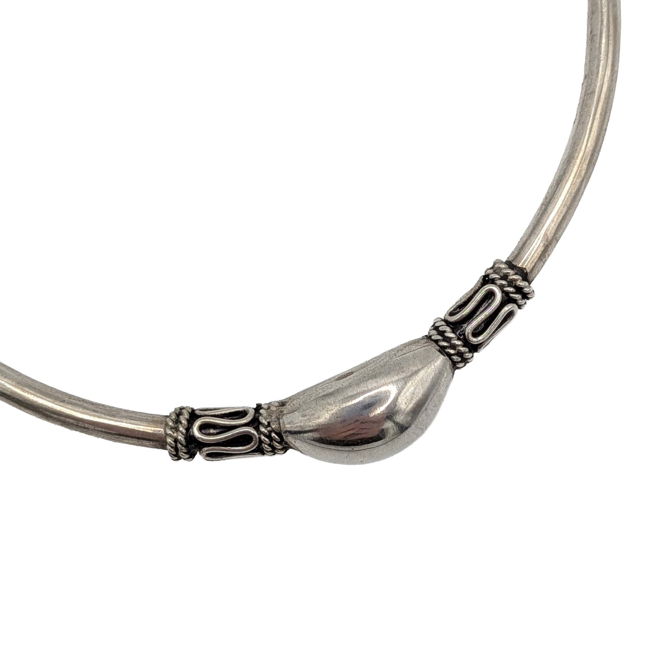 Sterling Silver Hollow Form Bali Style Bangle Bracelet