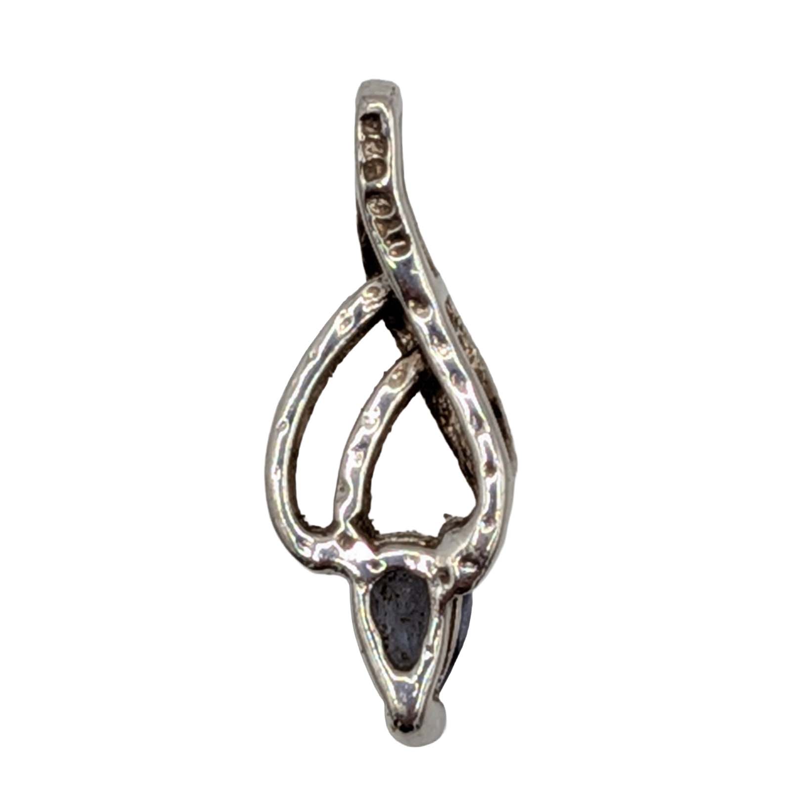 Signed Sterling Silver Lolite Pear Cut Cross Over Pendant