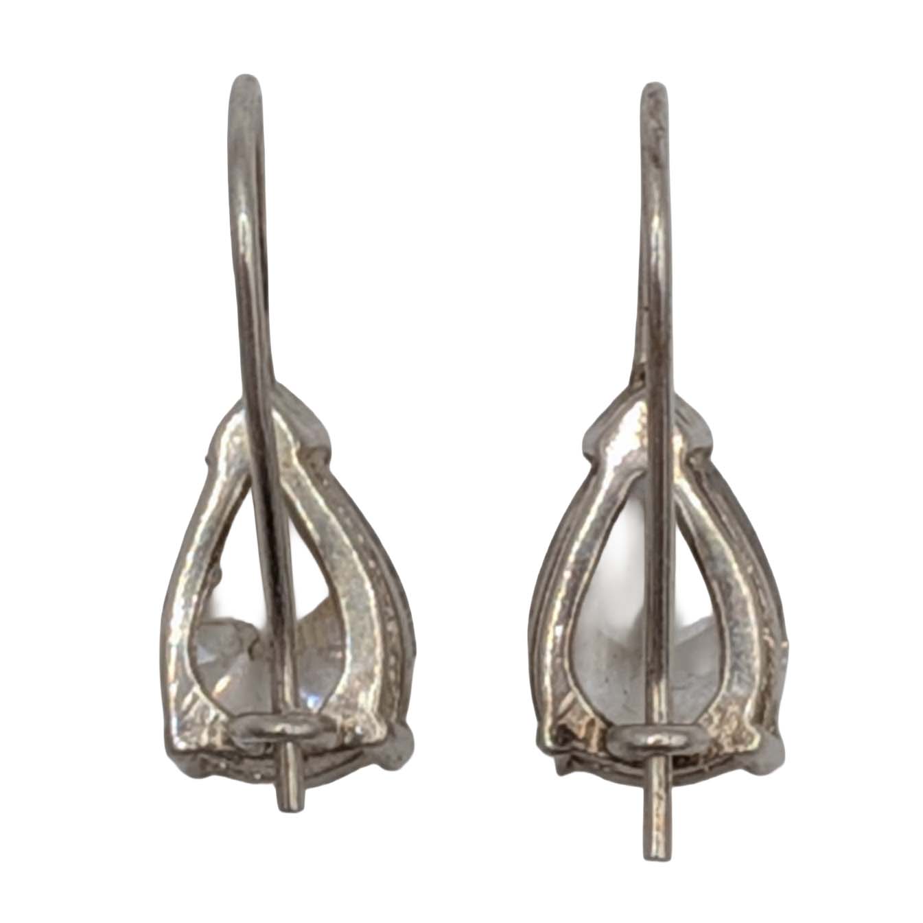 Signed Sterling Silver Rhinestone Pear Cut Drop Earrings