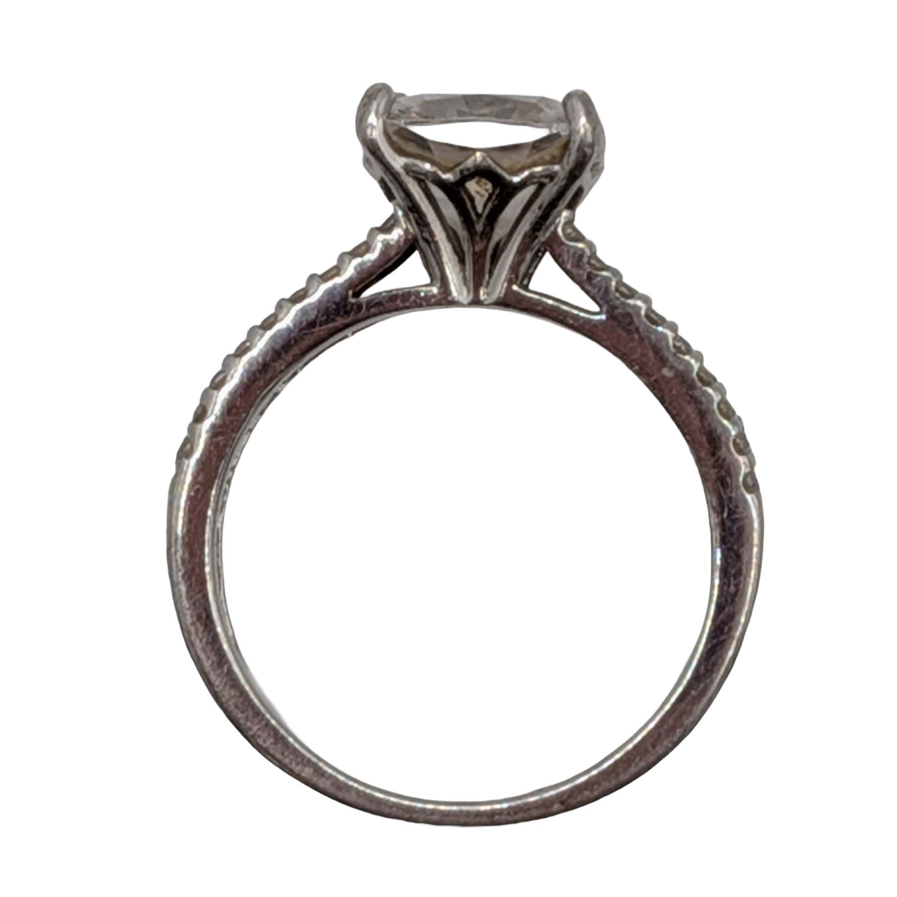 Signed Sterling Silver CZ Princess Cut Solitaire Ring Size 8