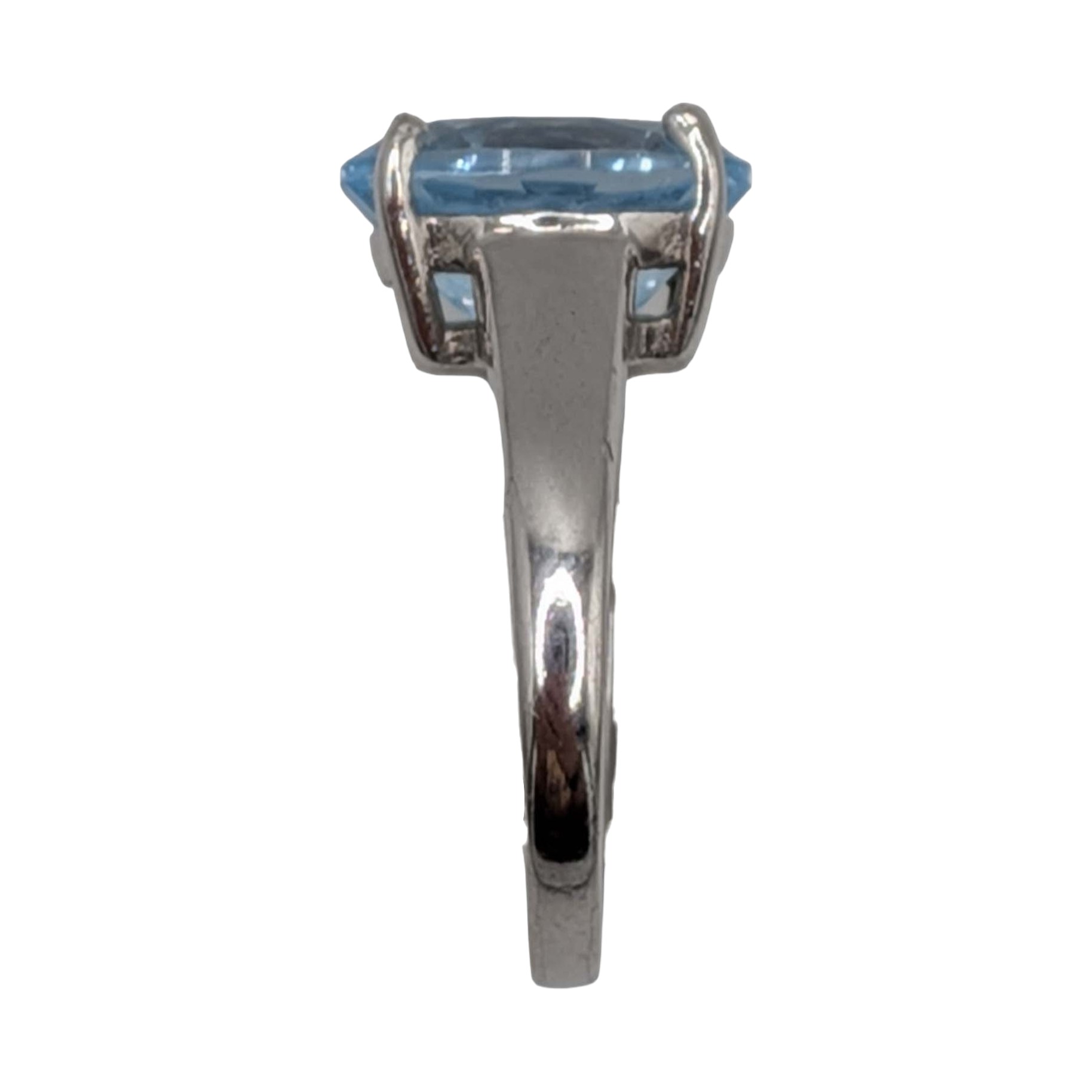 Signed Sterling Silver Blue Topaz Solitaire Ring Size 7.5