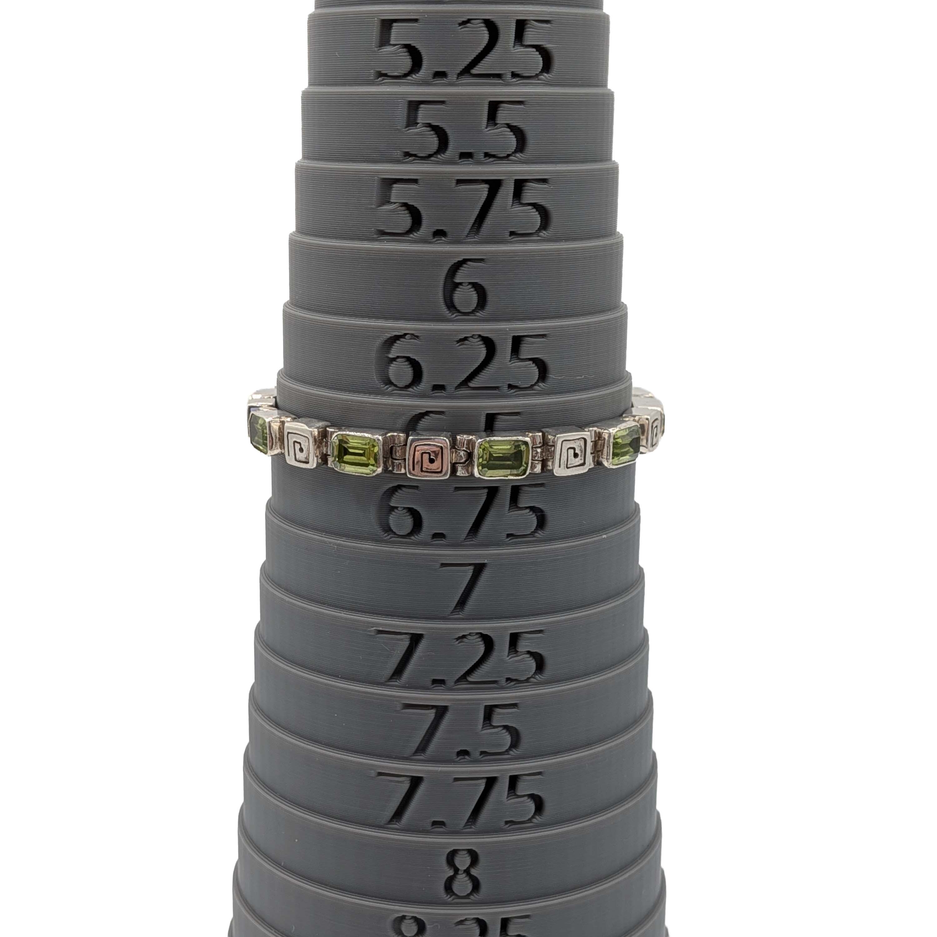 Sterling Silver Green Rhinestone Spiral Link Tennis Bracelet