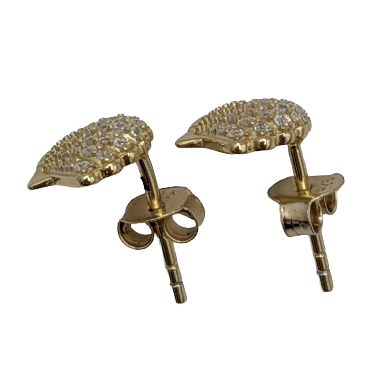 Gold Over Sterling Silver CZ Shell Stud Earrings