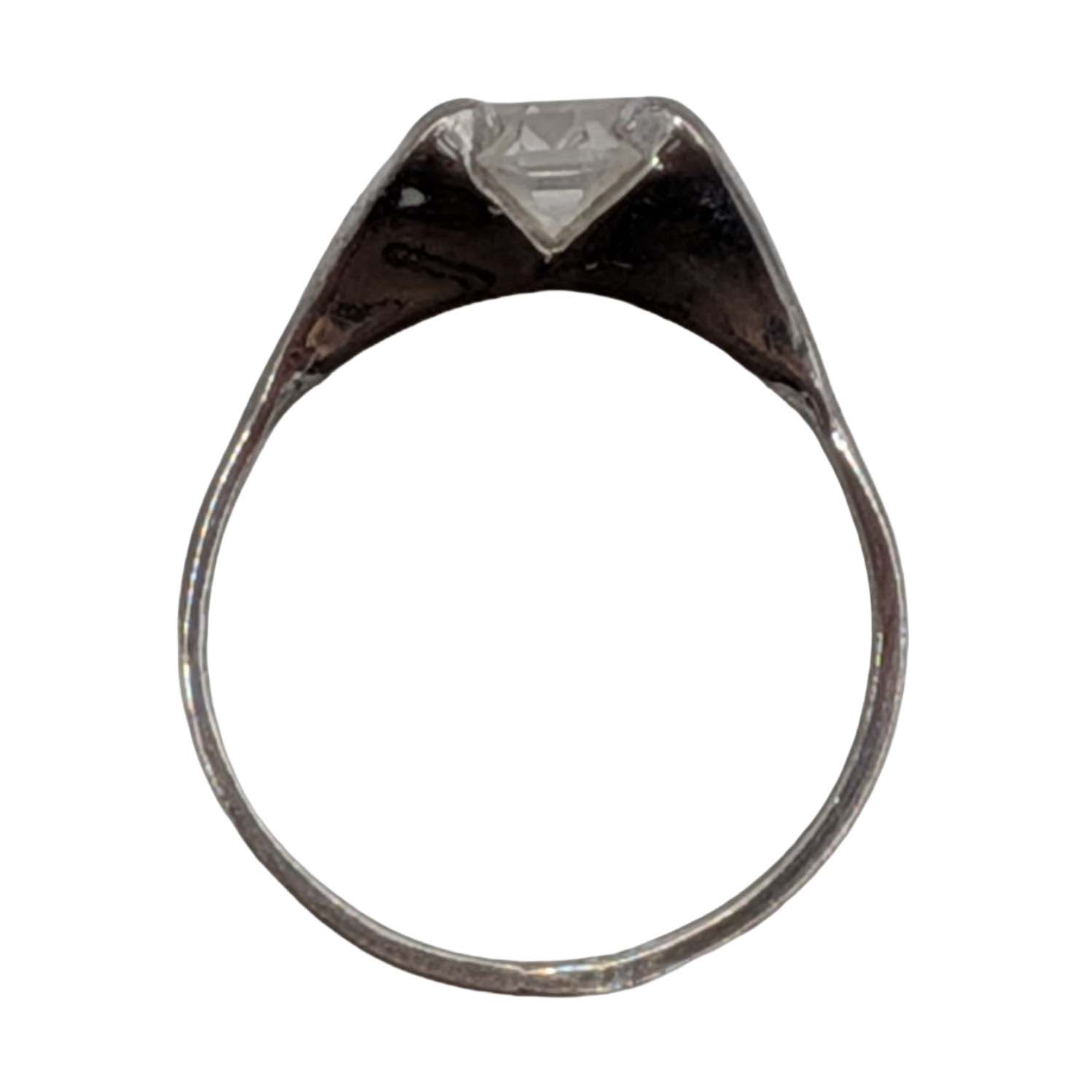 Signed Sterling Silver Rhinestone Split Setting Solitaire Ring Size 7