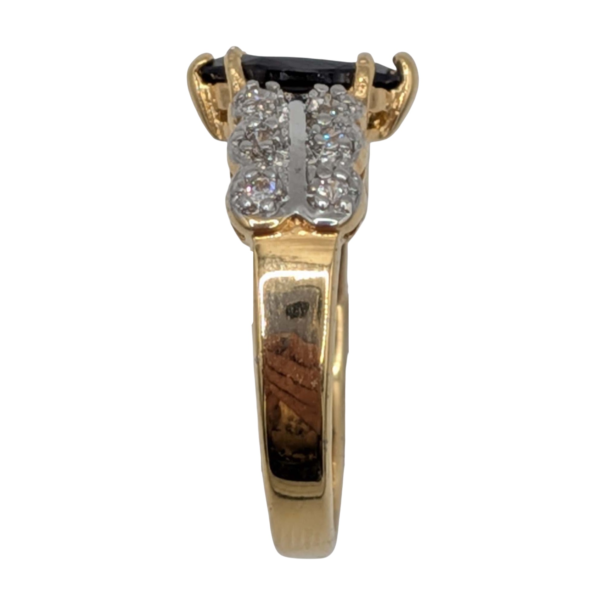 Signed Gold Over Sterling Silver Sapphire CZ Marquise Cut Ring Size 8