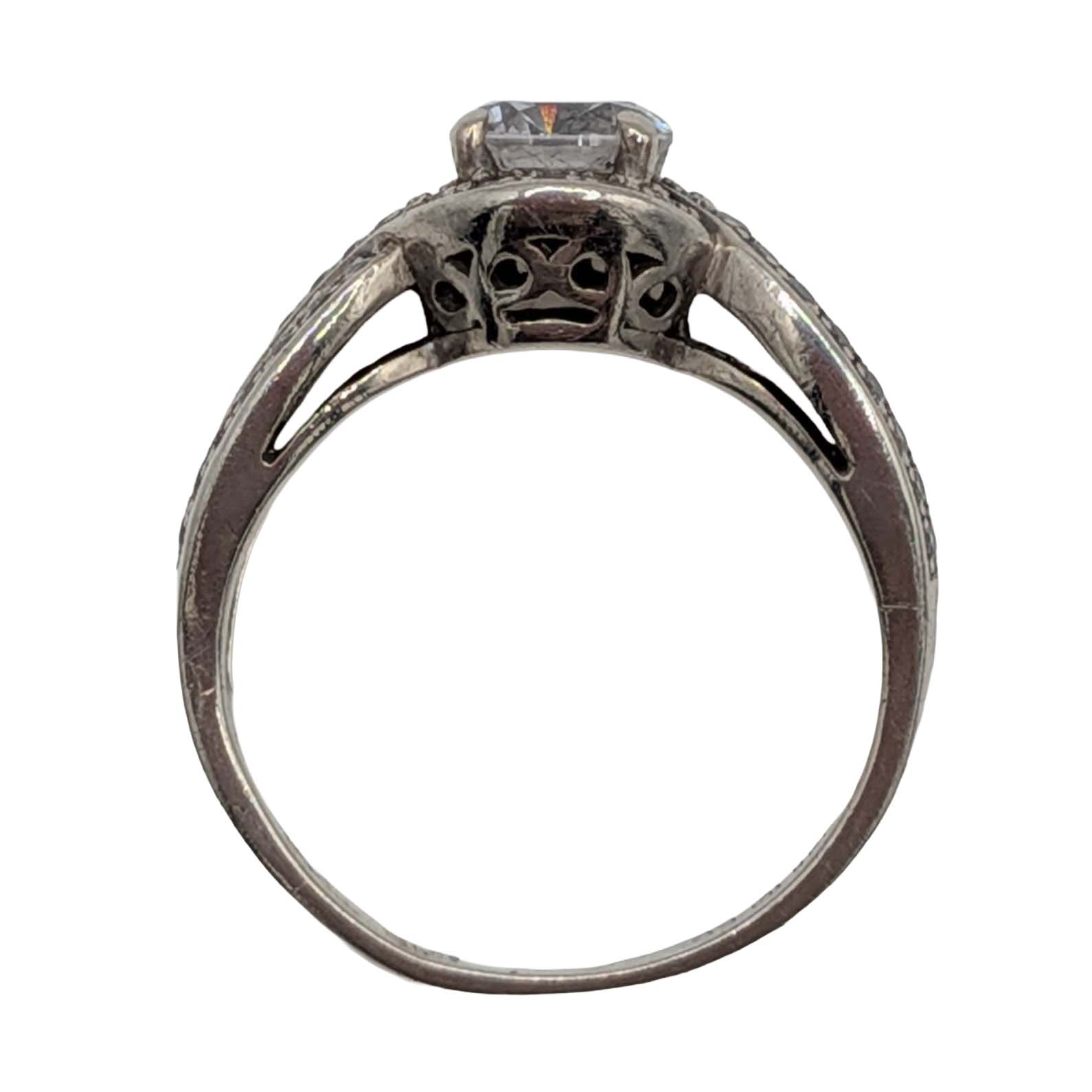 Signed Sterling Silver CZ Basket Set Crossover Ring Size 8.25