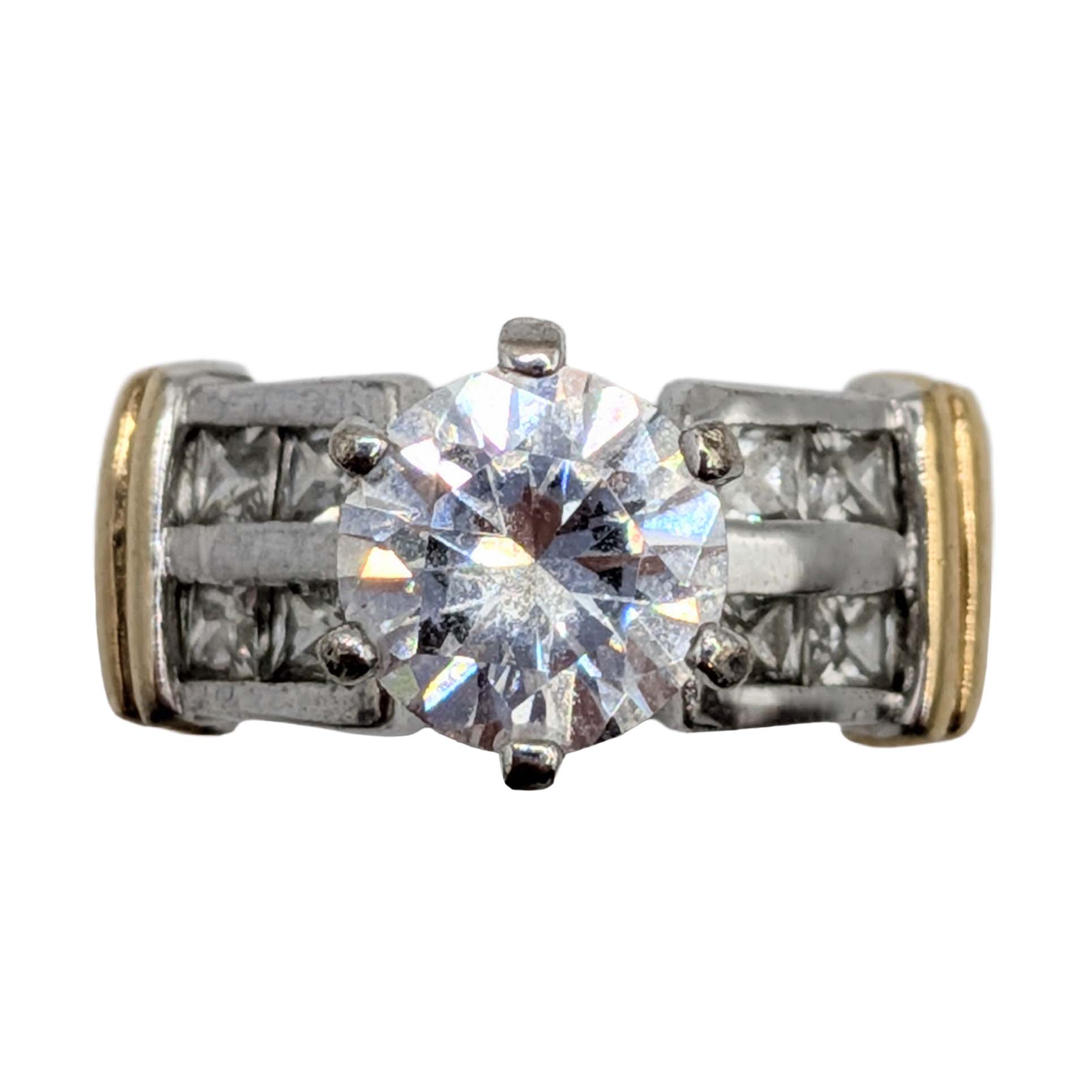 Signed Gold Over Sterling Silver CZ Solitaire Ring Size 5.75