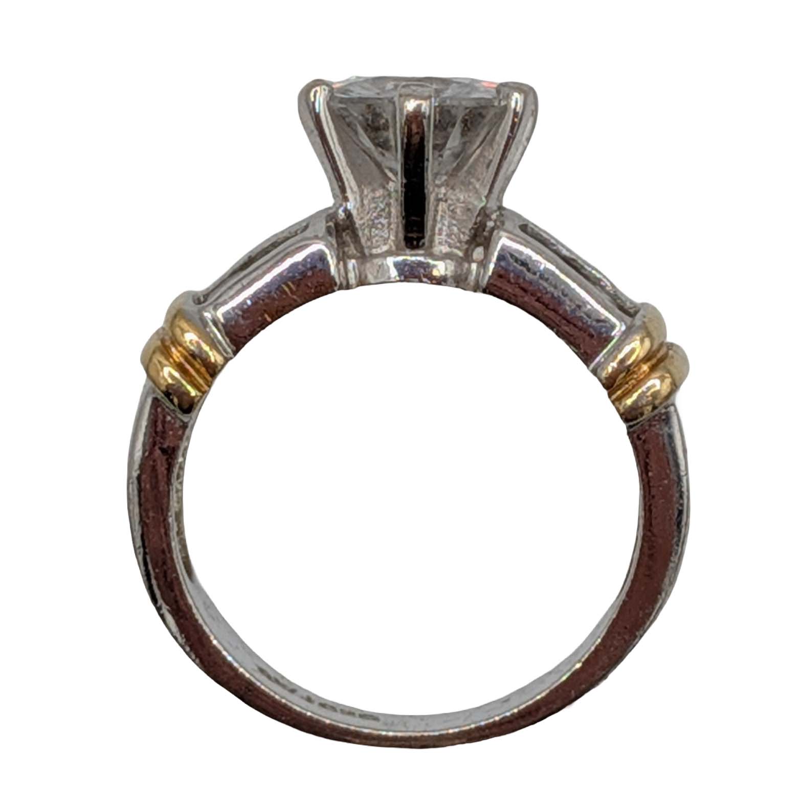 Signed Gold Over Sterling Silver CZ Solitaire Ring Size 5.75
