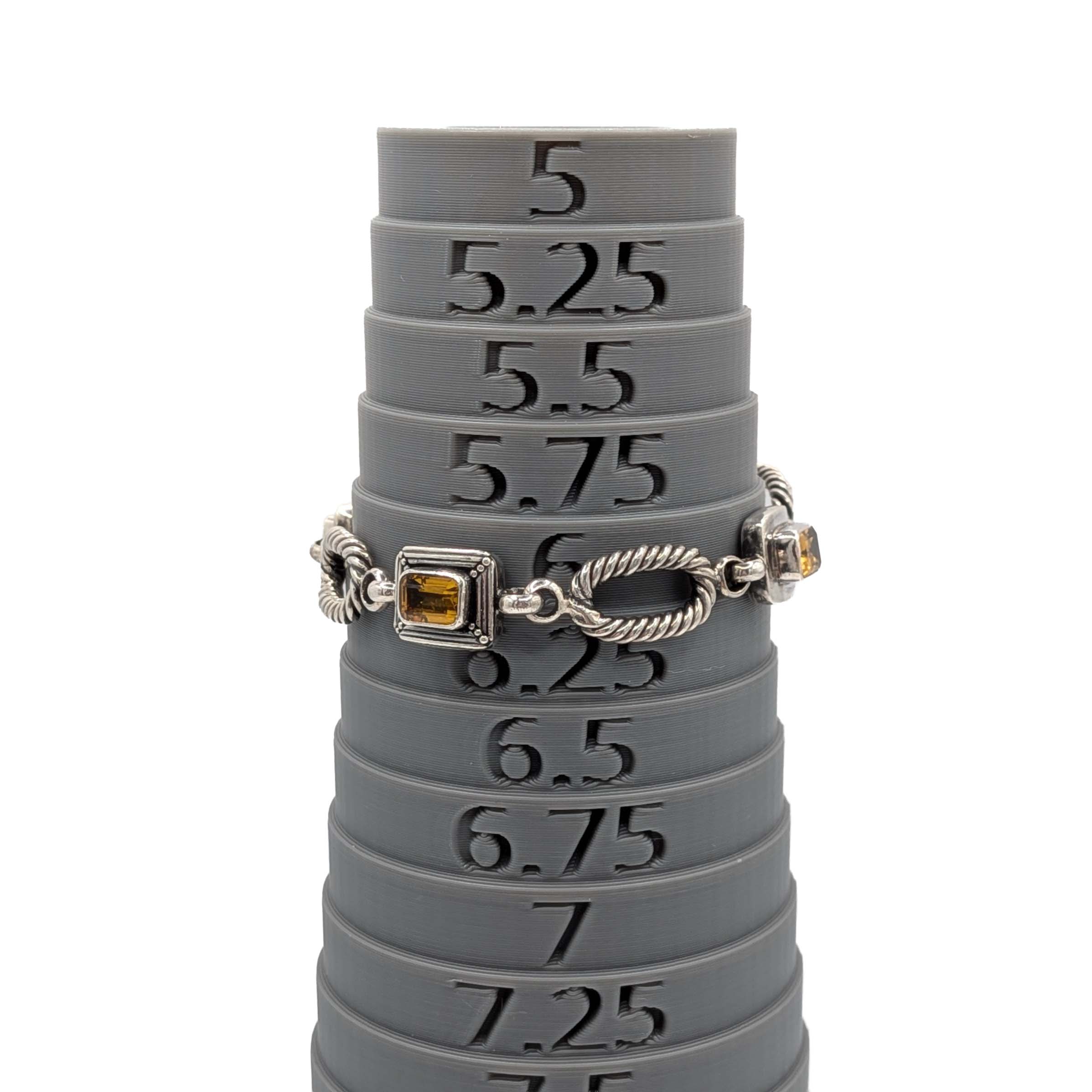 Signed Sterling Silver Citrine Twisted Oval Link Bracelet