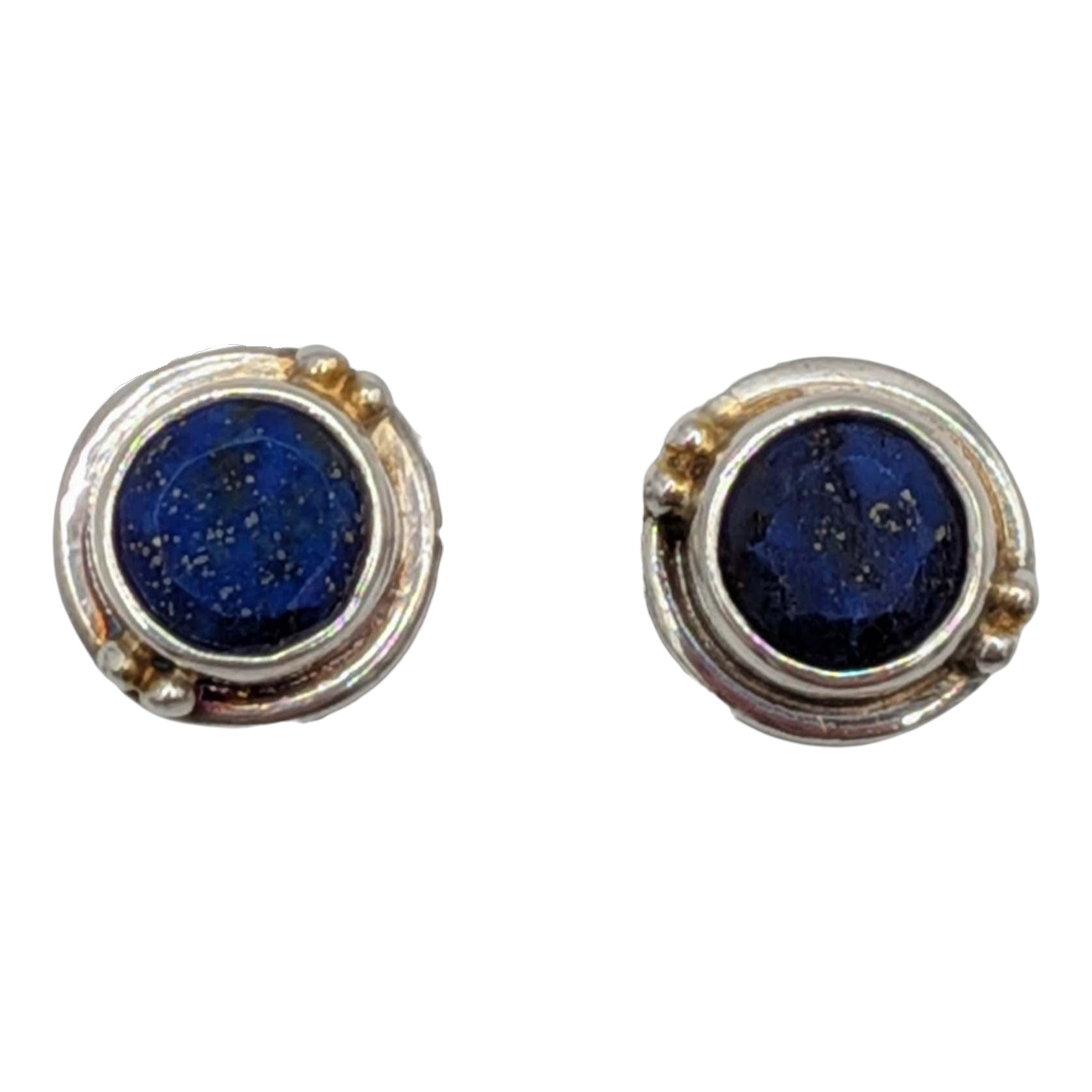 Sterling Silver Lapis Lazuli Bezel Set Stud Earrings