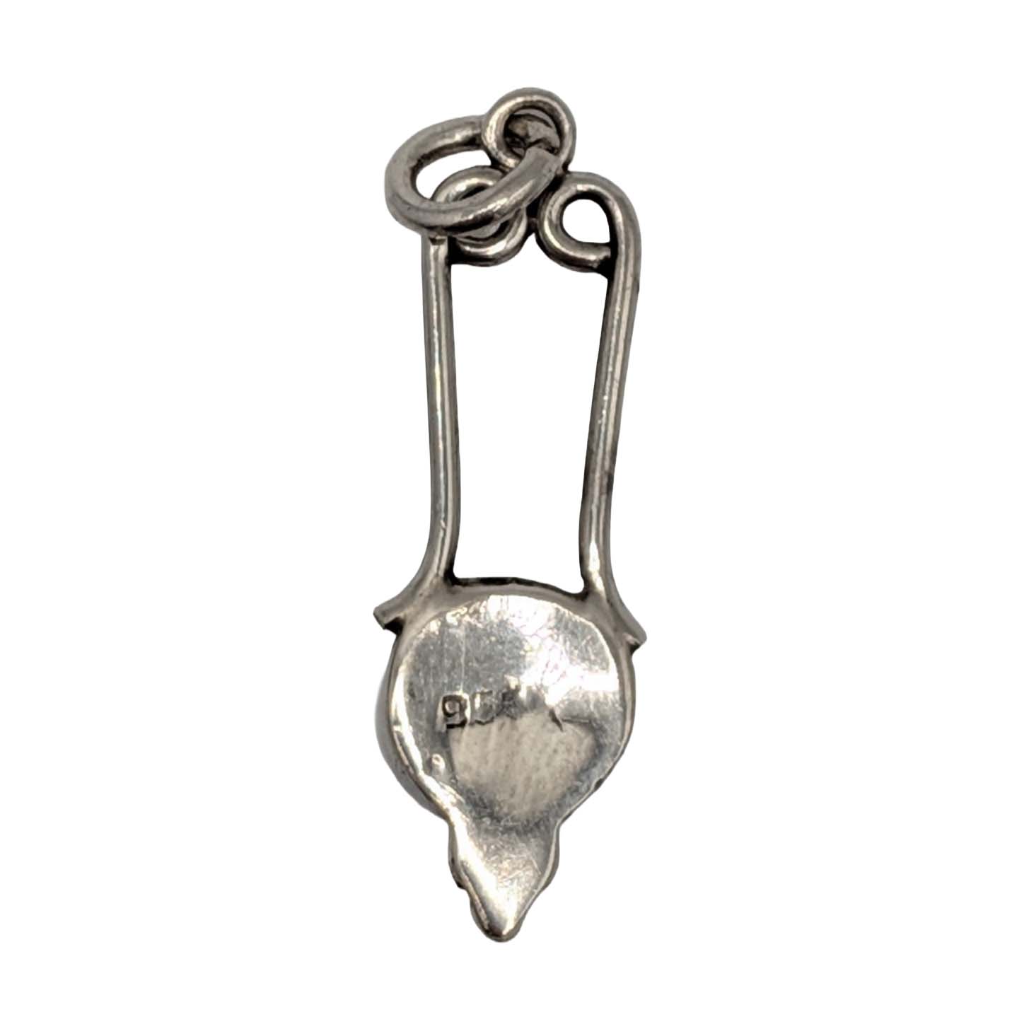950 Silver Moss Agate Scroll Drop Pendant
