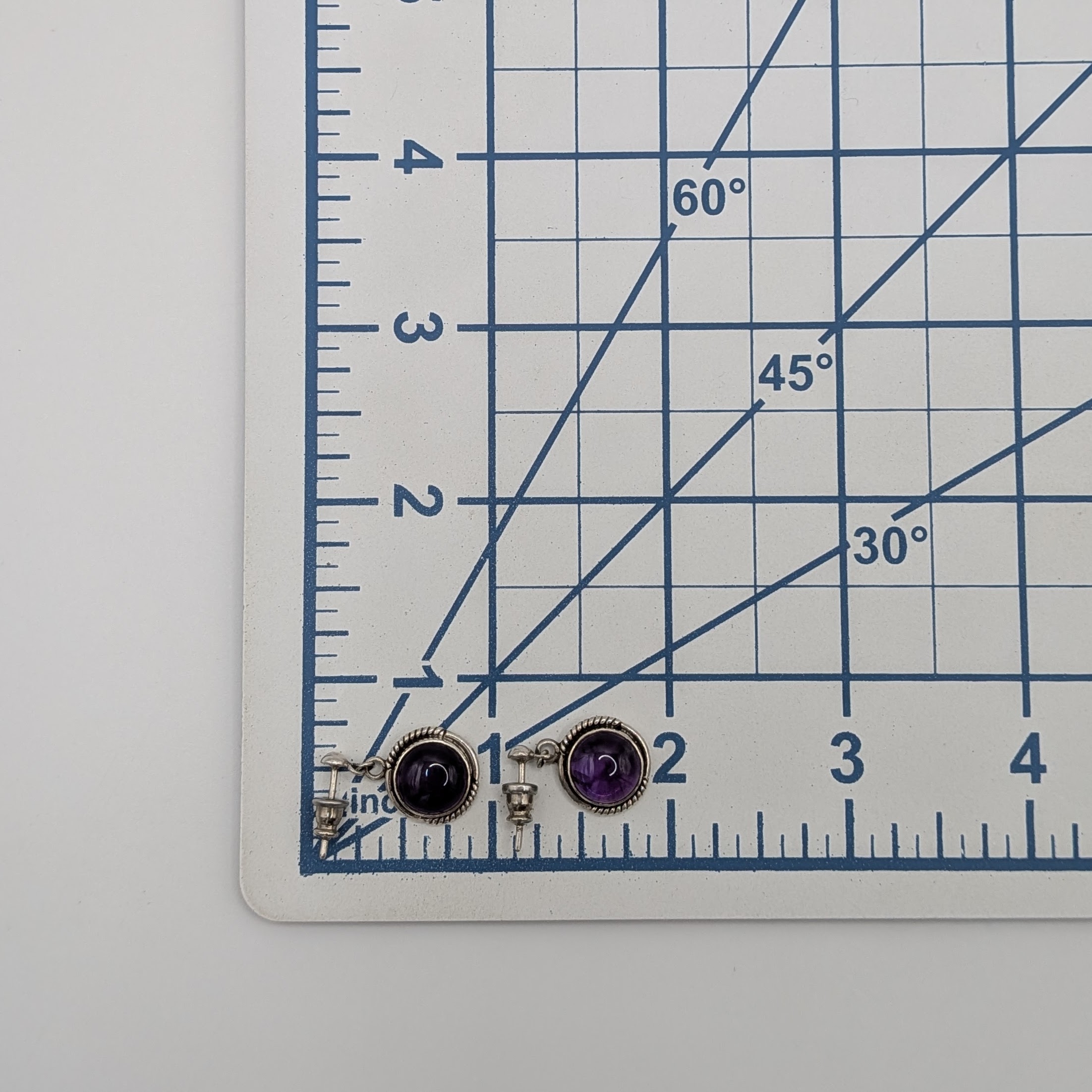 Sterling Silver Amethyst Round Drop Stud Earrings