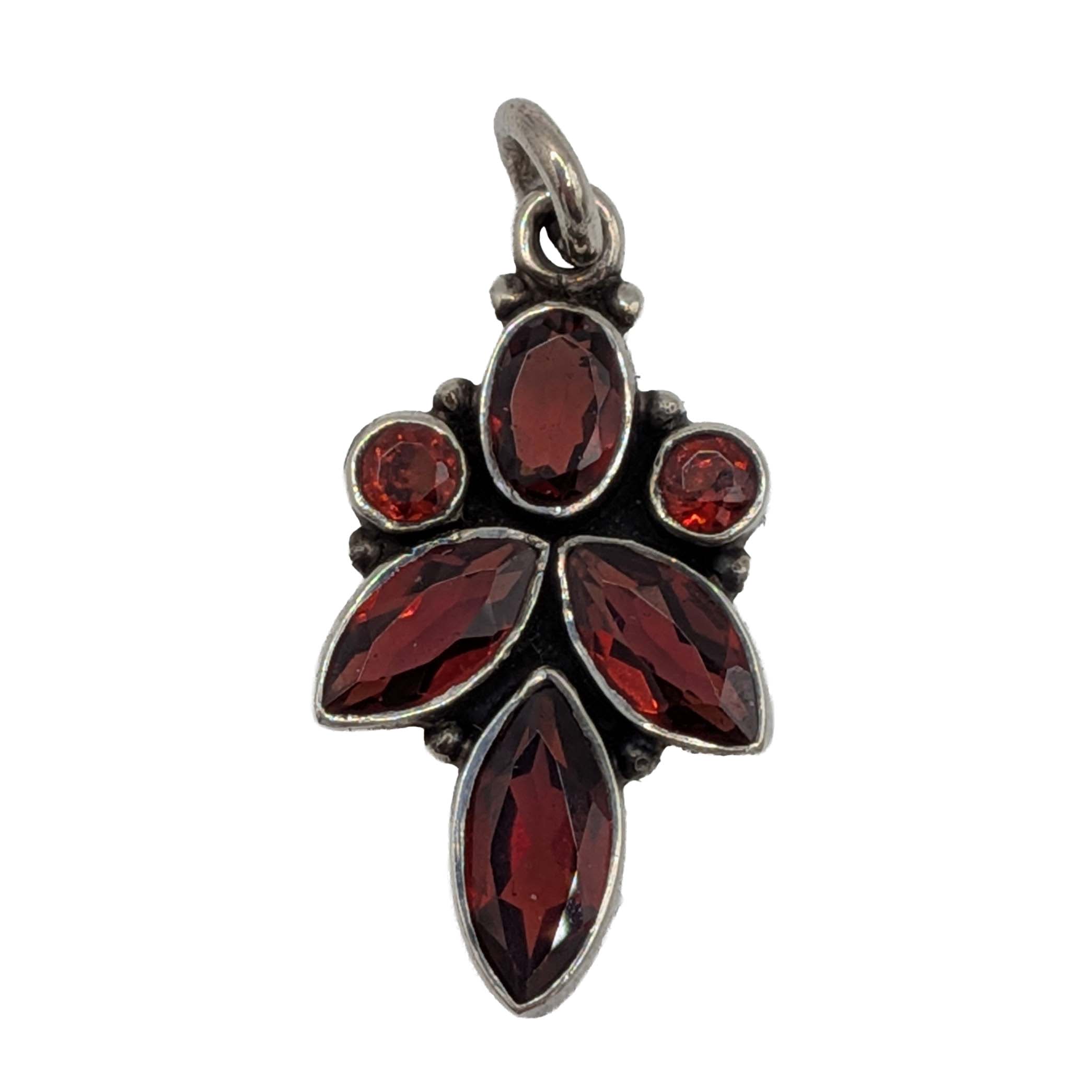 Sterling Silver Garnet Cluster Pendant