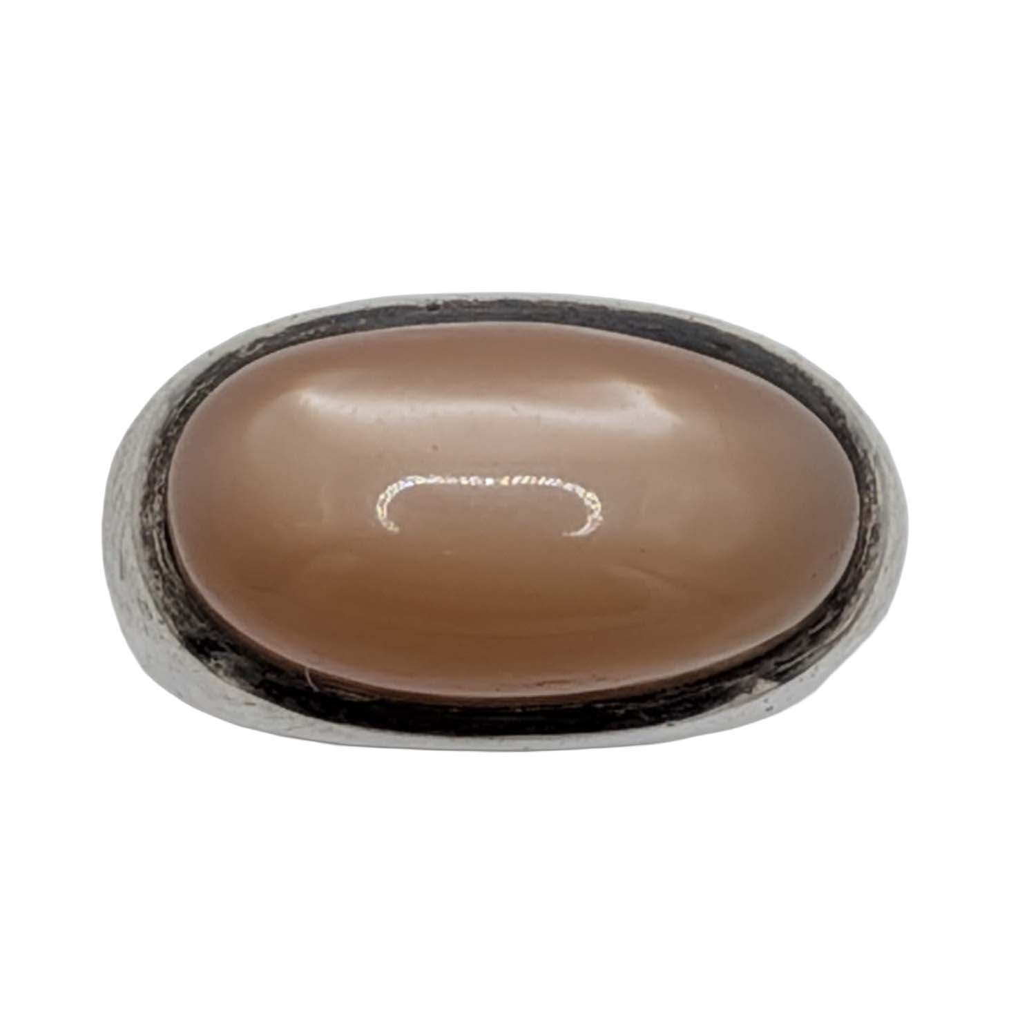 Sterling Silver Peach Mother Of Pearl Dome Ring Size 4