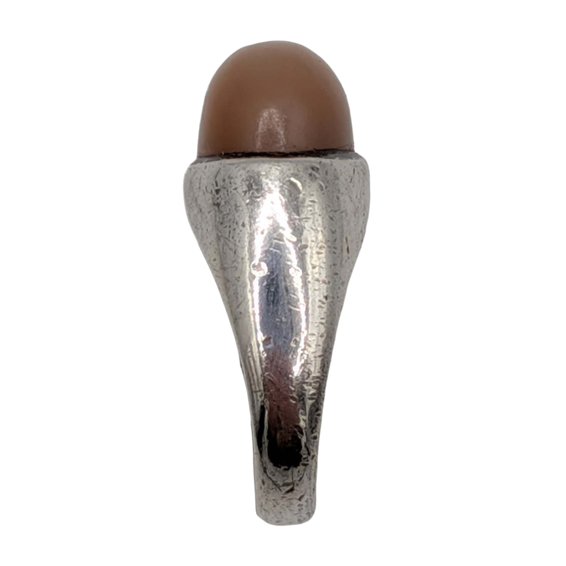 Sterling Silver Peach Mother Of Pearl Dome Ring Size 4
