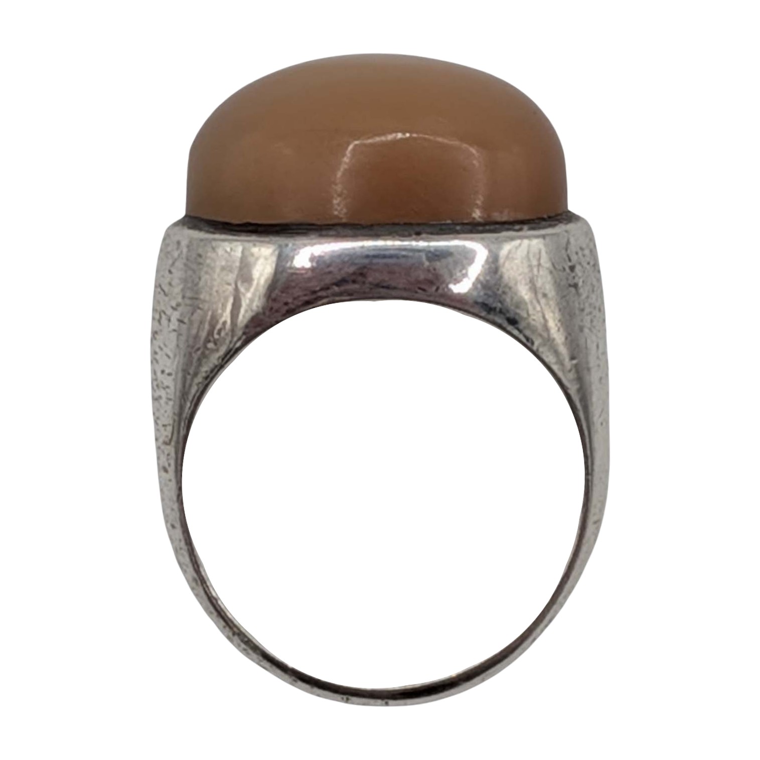Sterling Silver Peach Mother Of Pearl Dome Ring Size 4