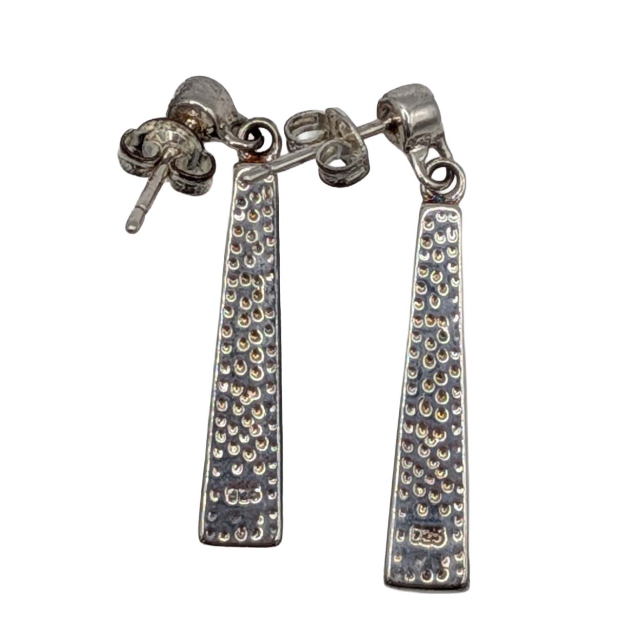 Sterling Silver Opal Inlay Bar Drop Stud Earrings