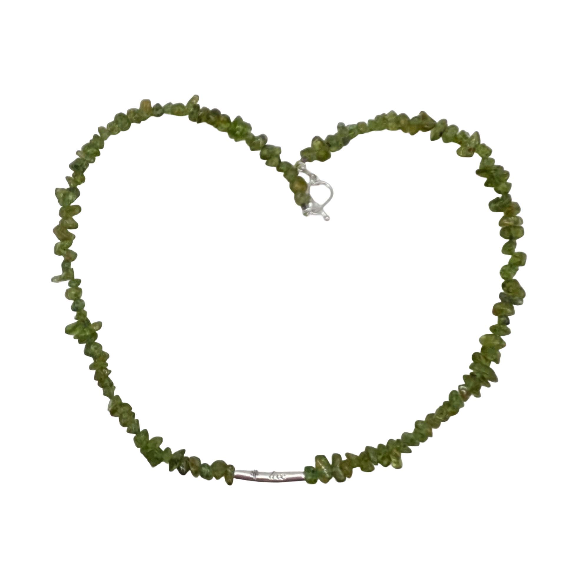 Murray Chuven Sterling Silver Natural Peridot Bead Strand Necklace