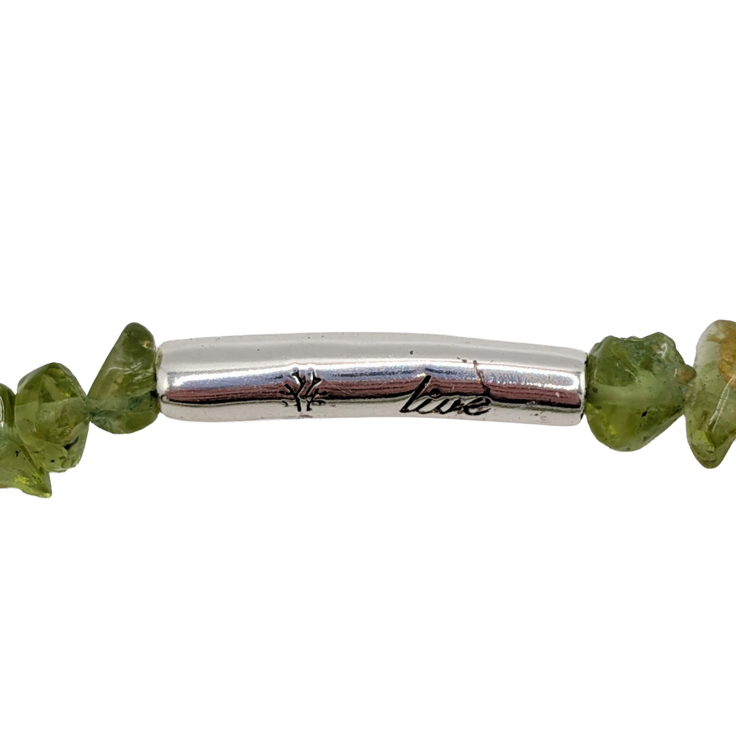 Murray Chuven Sterling Silver Natural Peridot Bead Strand Stretch Bracelet