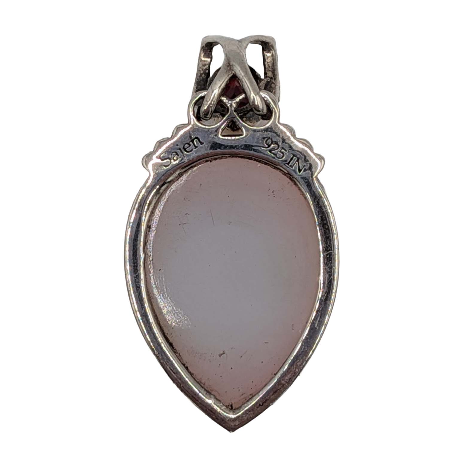 Sajen Sterling Silver Pink Druzy Quartz Iridescent Crystal Slide Pendant
