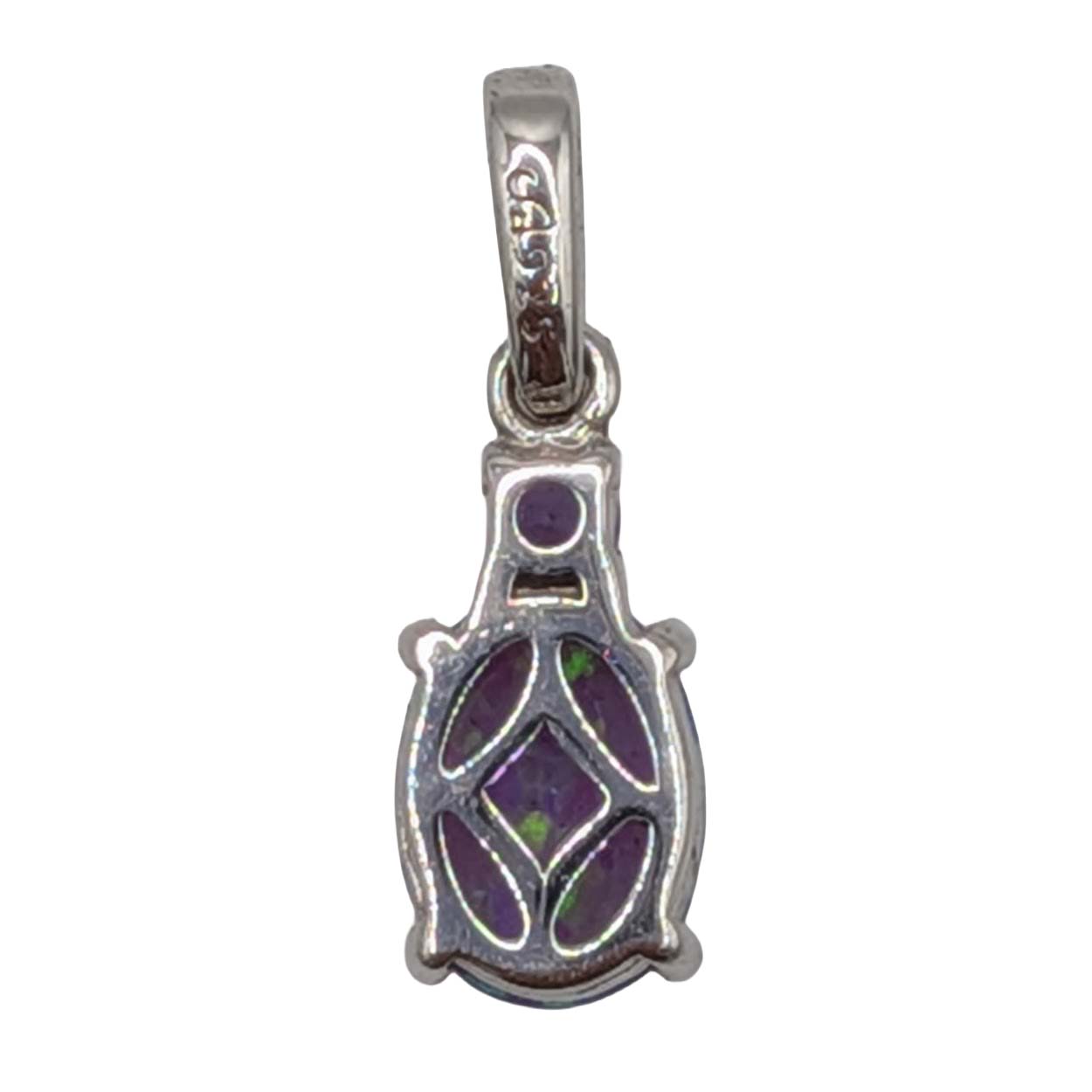Signed Sterling Silver Multi-Stone Oval Pendant
