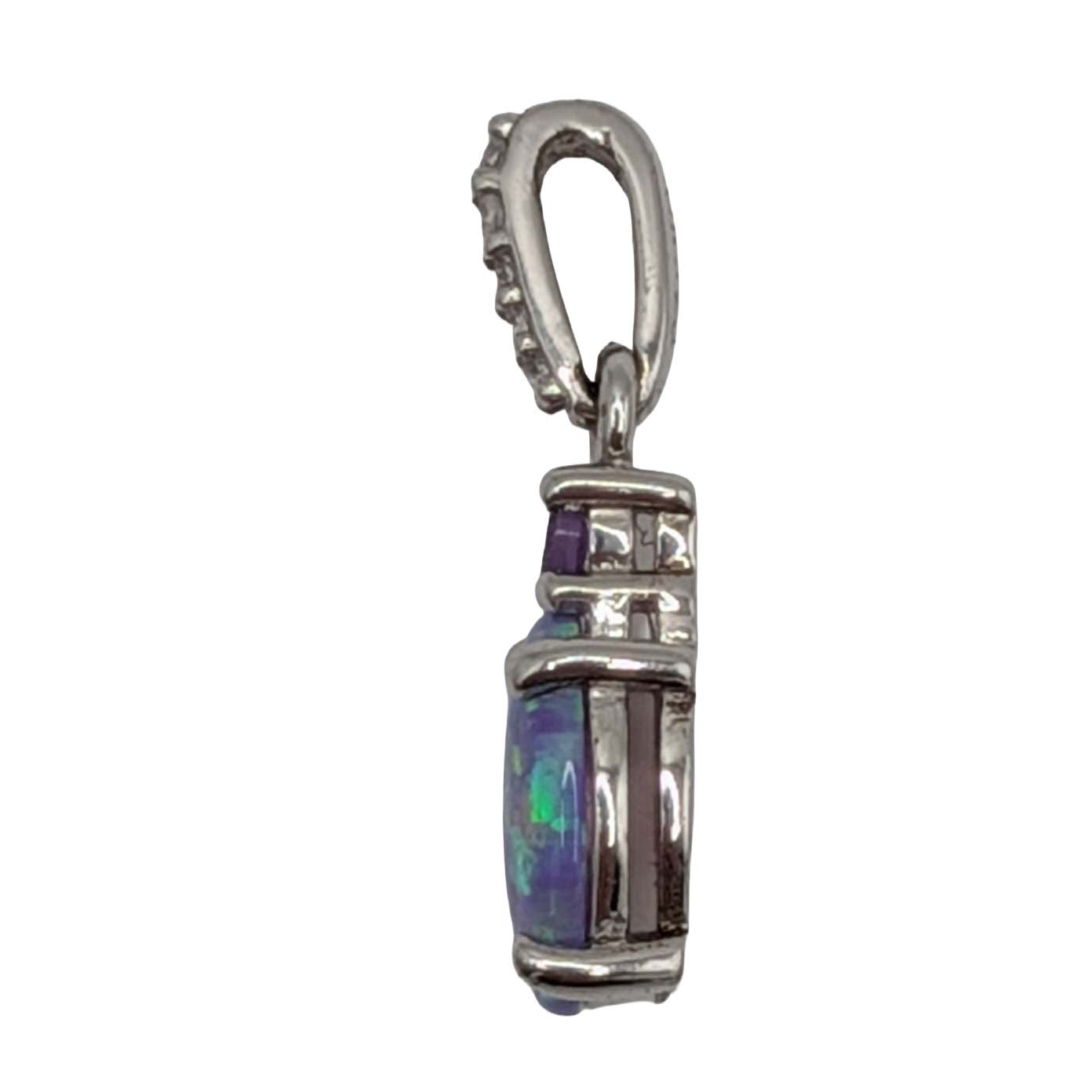Signed Sterling Silver Multi-Stone Oval Pendant