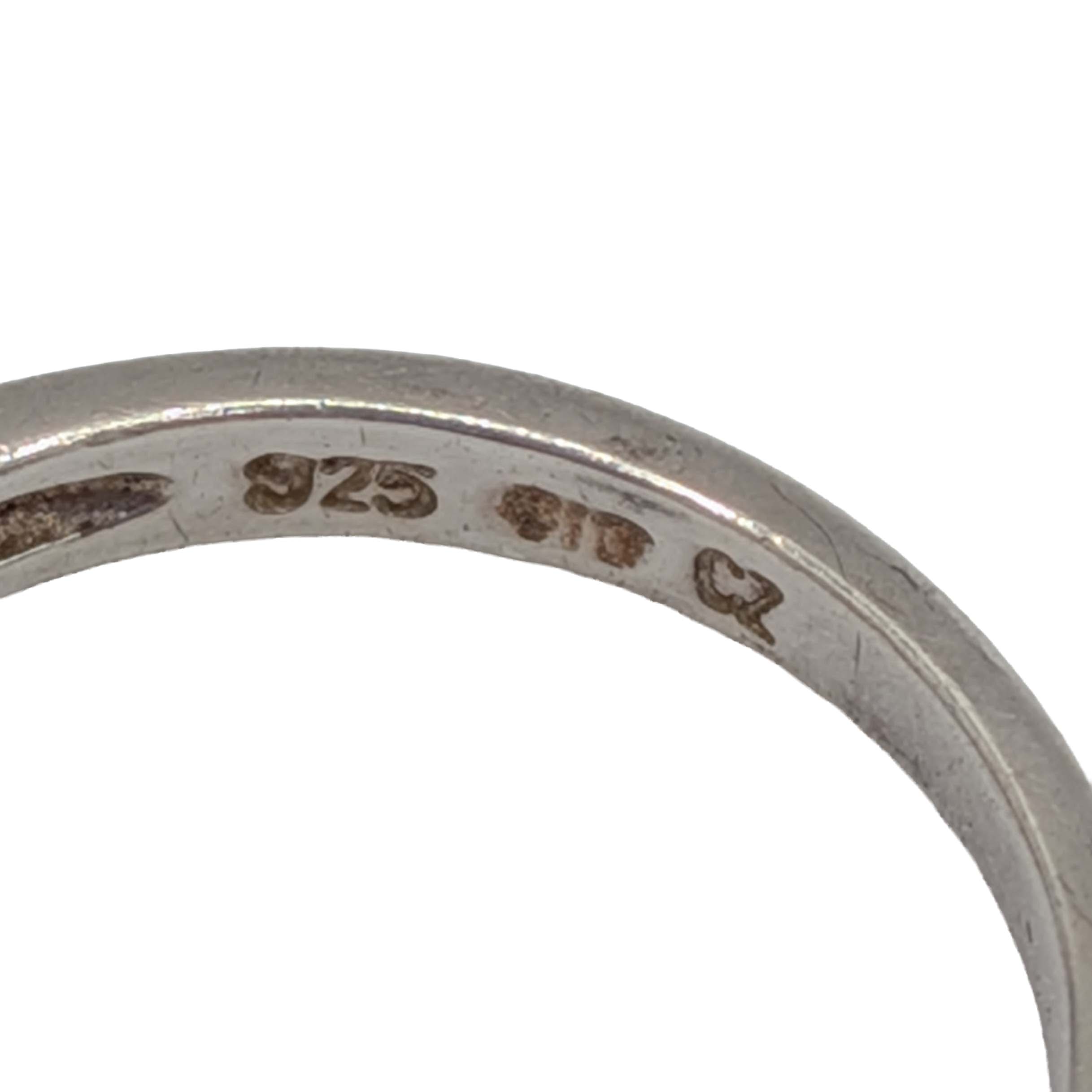 Signed Sterling Silver CZ 5 Stone Band Ring Size 4