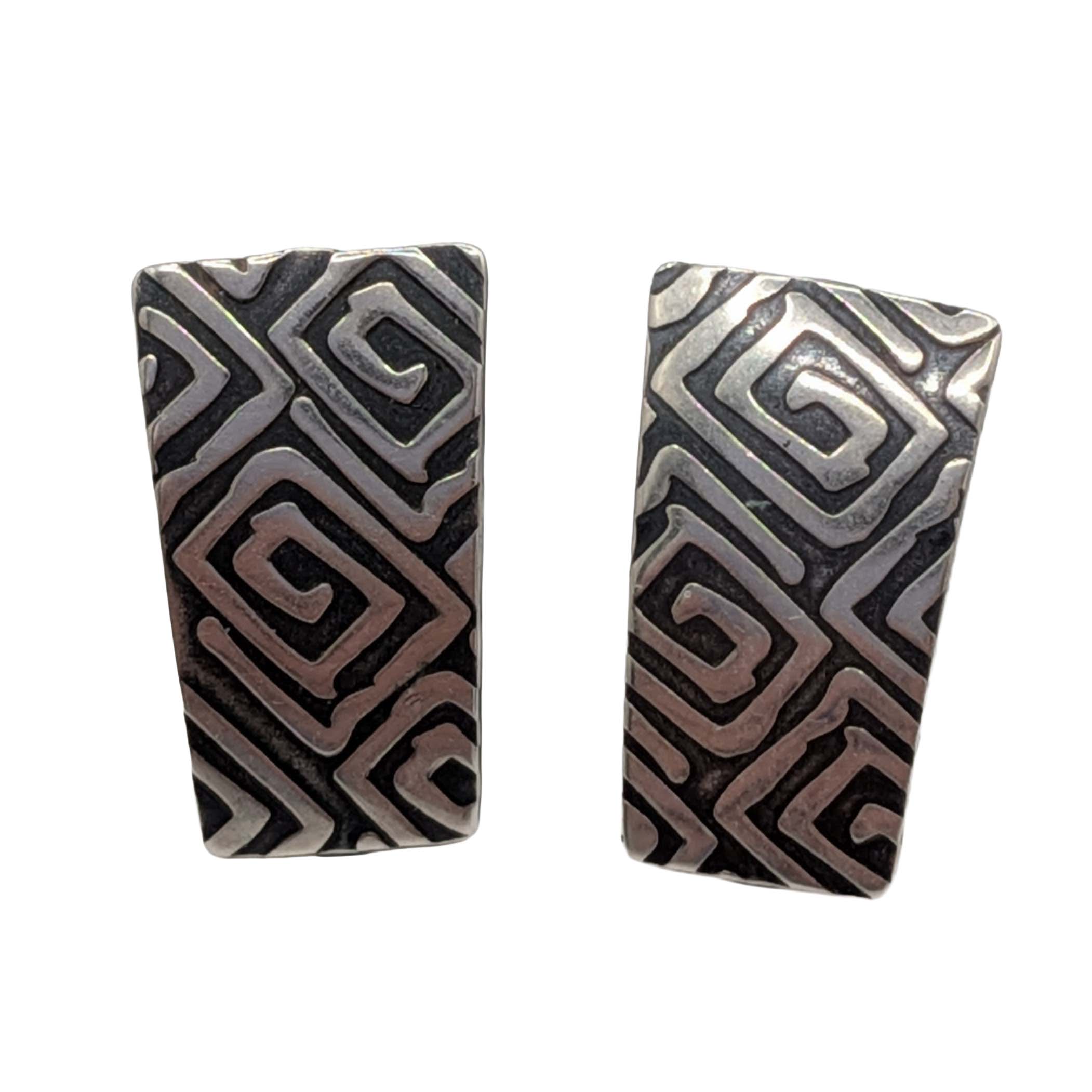 Sterling Silver Pressed Swirl Pattern Stud Earrings