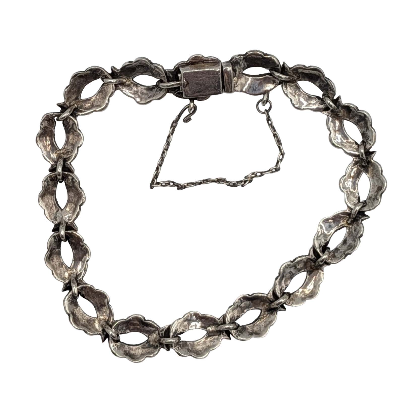 Sterling Silver Marcasite Art Deco Link Bracelet
