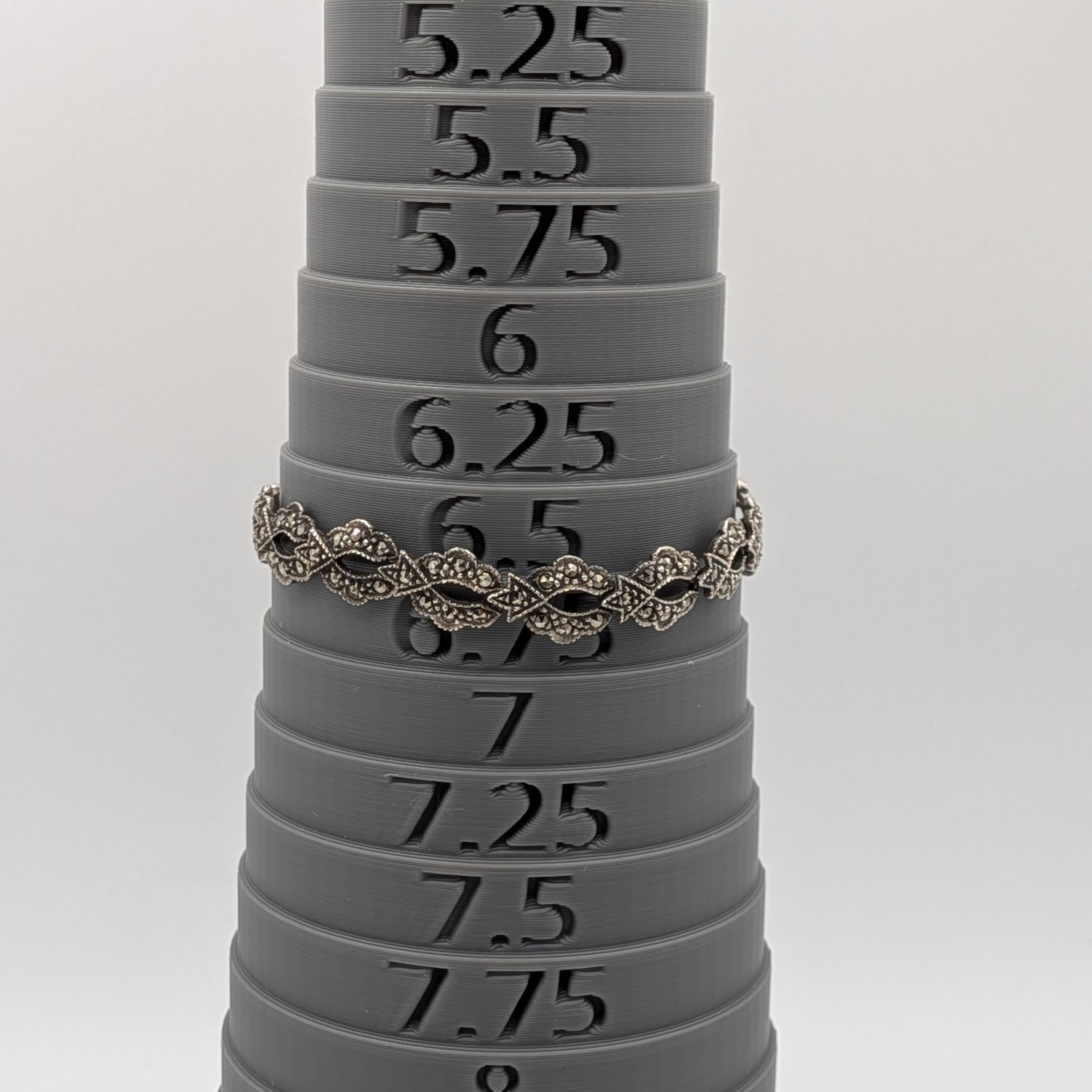 Sterling Silver Marcasite Art Deco Link Bracelet