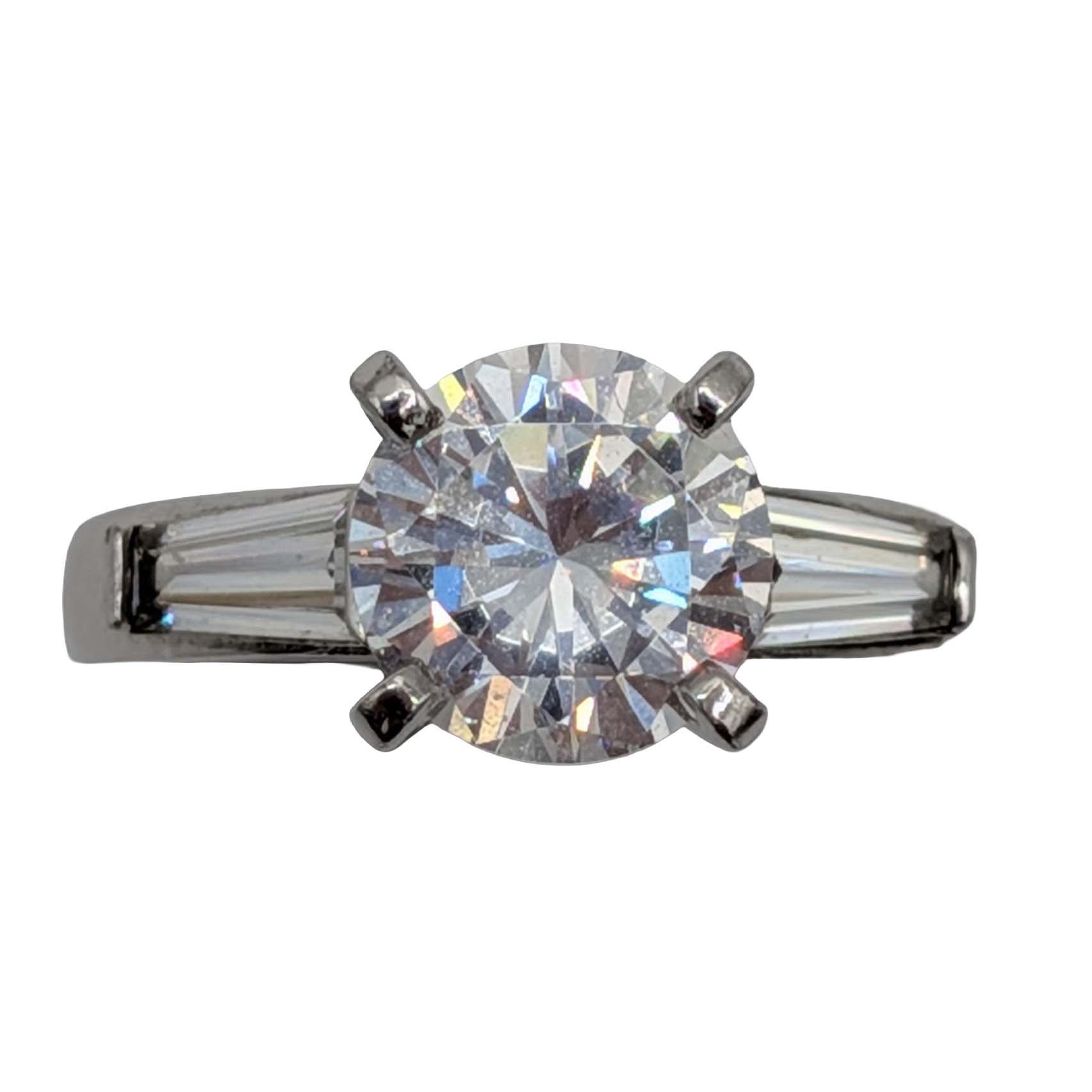 Signed Sterling Silver CZ Brilliant Cut Ring Size 6