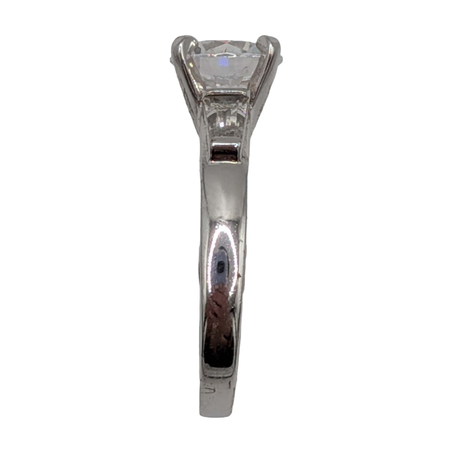 Signed Sterling Silver CZ Brilliant Cut Ring Size 6