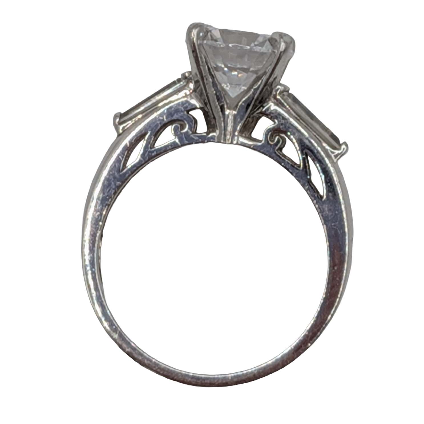 Signed Sterling Silver CZ Brilliant Cut Ring Size 6