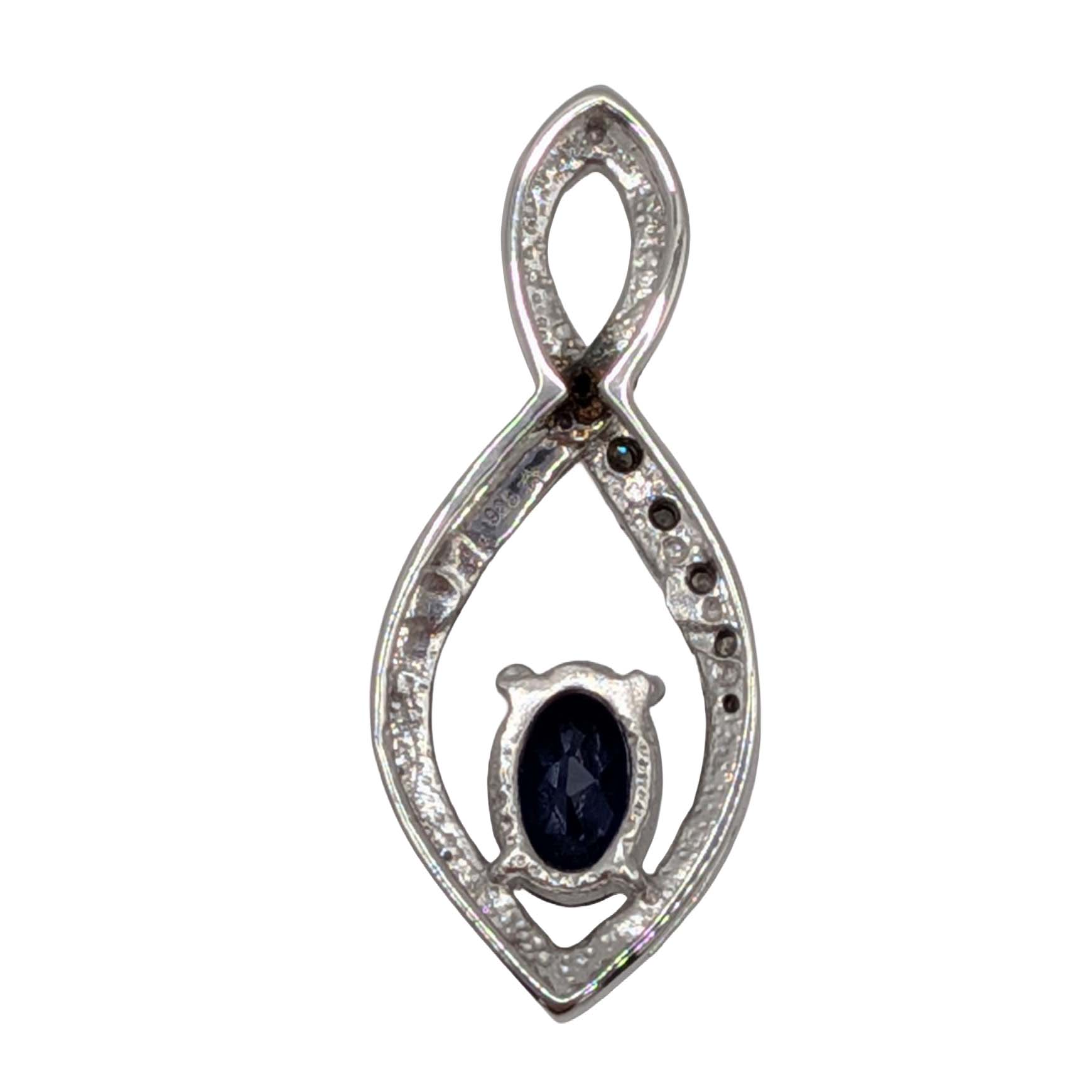 Signed Sterling Silver Sapphire Diamond Infinity Slide Pendant