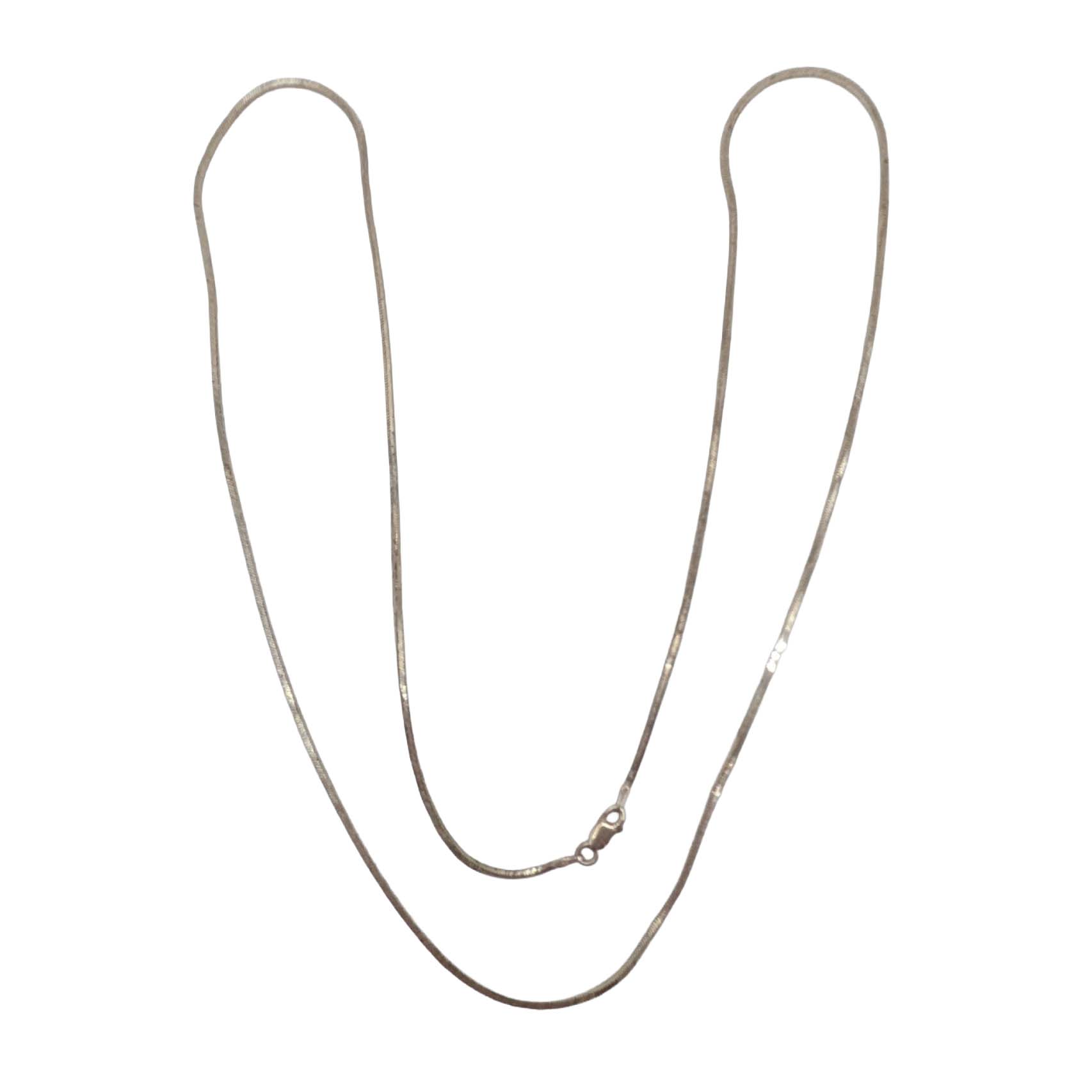 Signed Italy Sterling Silver Square Seamed Snake Chain Necklace