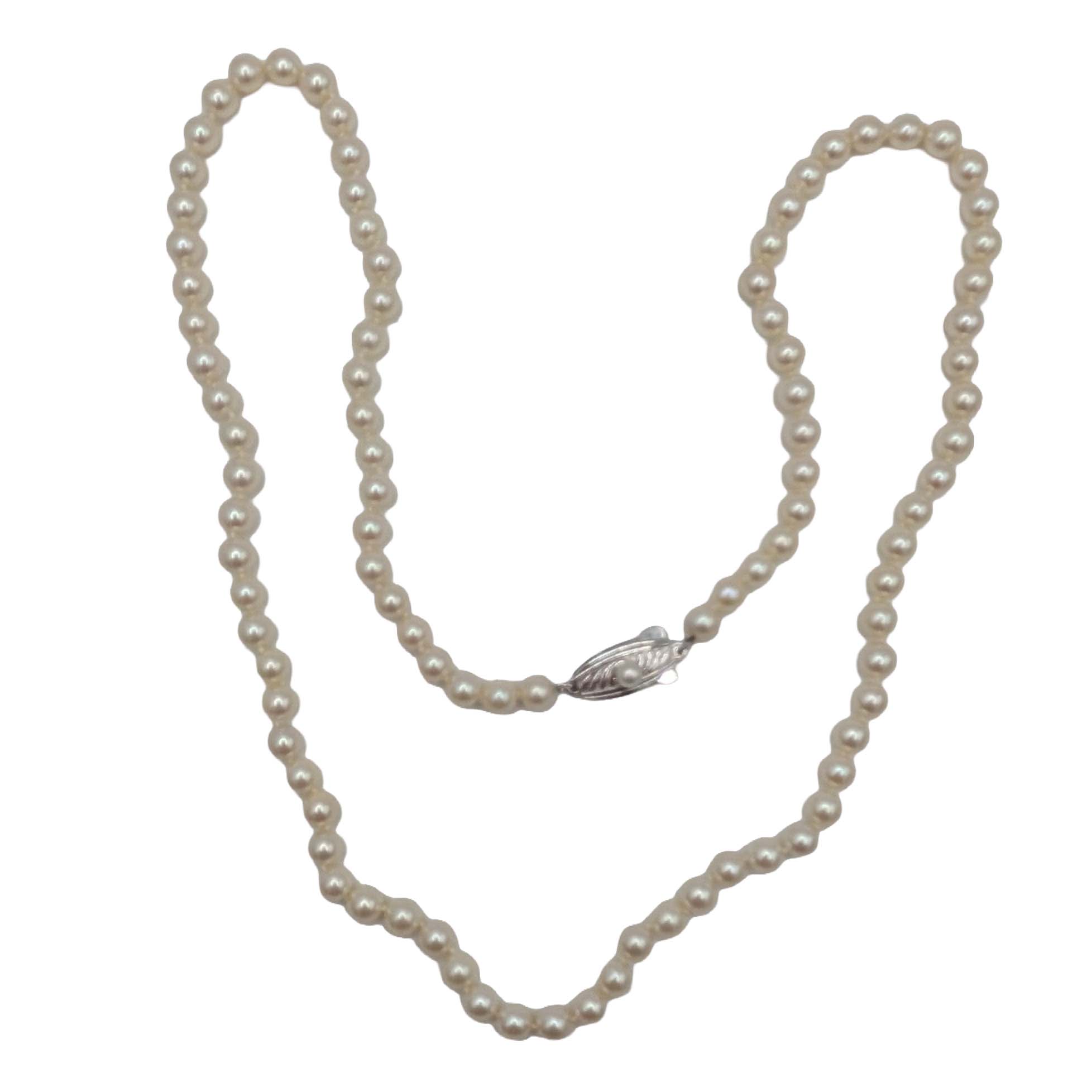 Signed Sterling Silver Pearl Strand Necklace