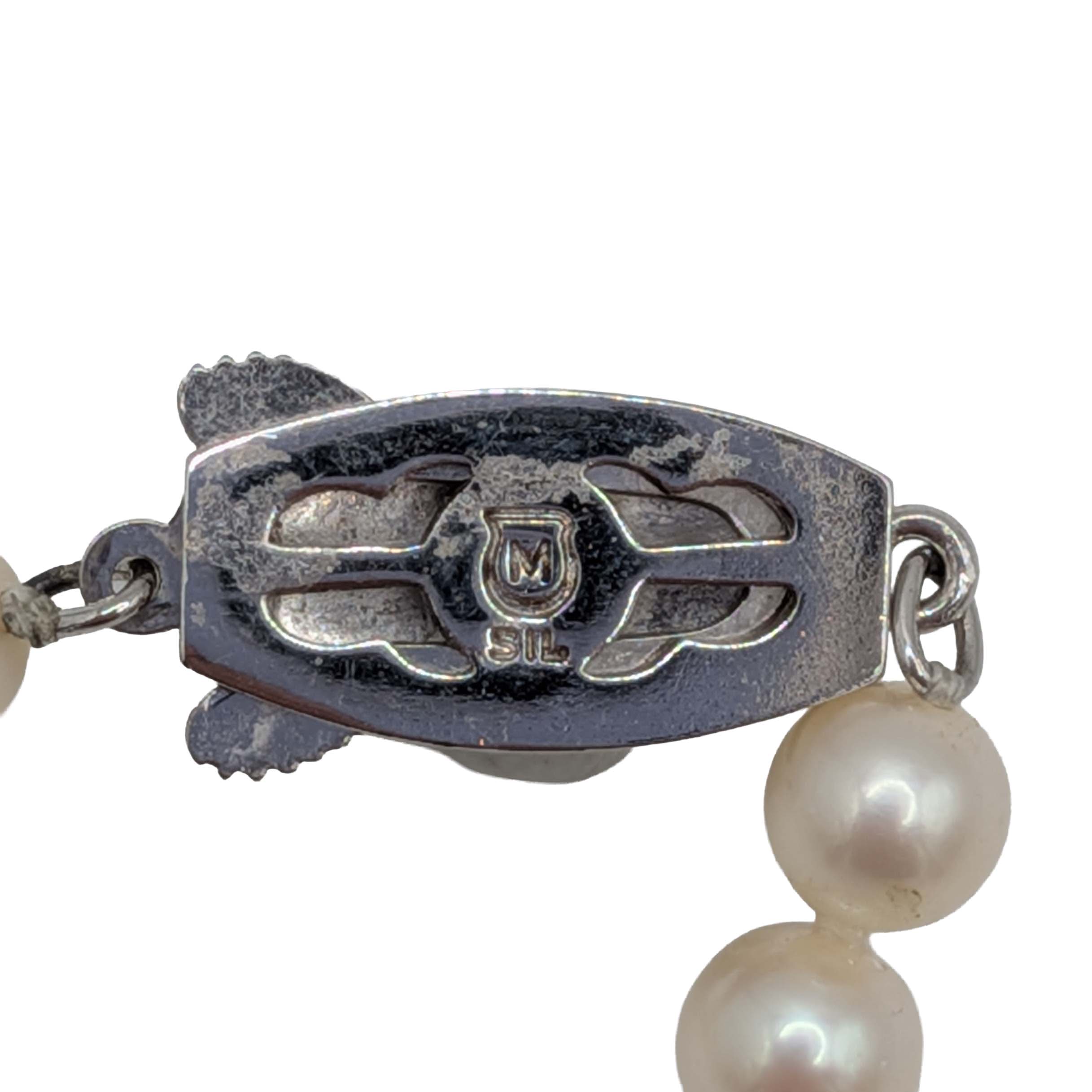 Signed Sterling Silver Pearl Strand Necklace